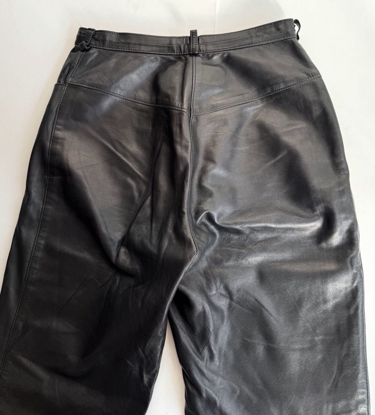 Dior Christian Dior black leather pants CD logo gold tone button Size 26" / US 2 / IT 38 - 6 Thumbnail