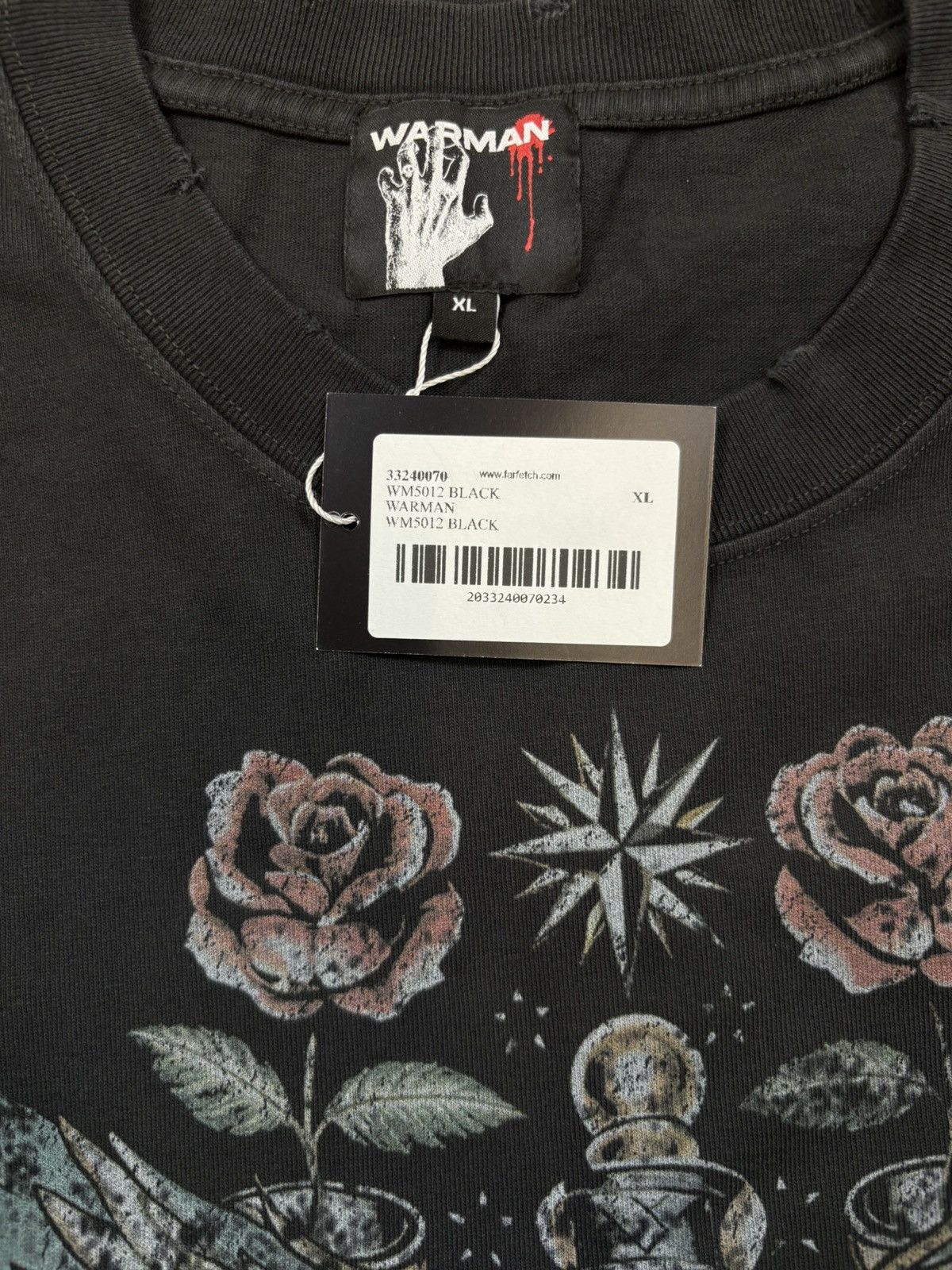 Vintage Warman Gothic Sacred Heart & Wings Graphic T-Shirt, Black Size US XL / EU 56 / 4 - 7 Thumbnail