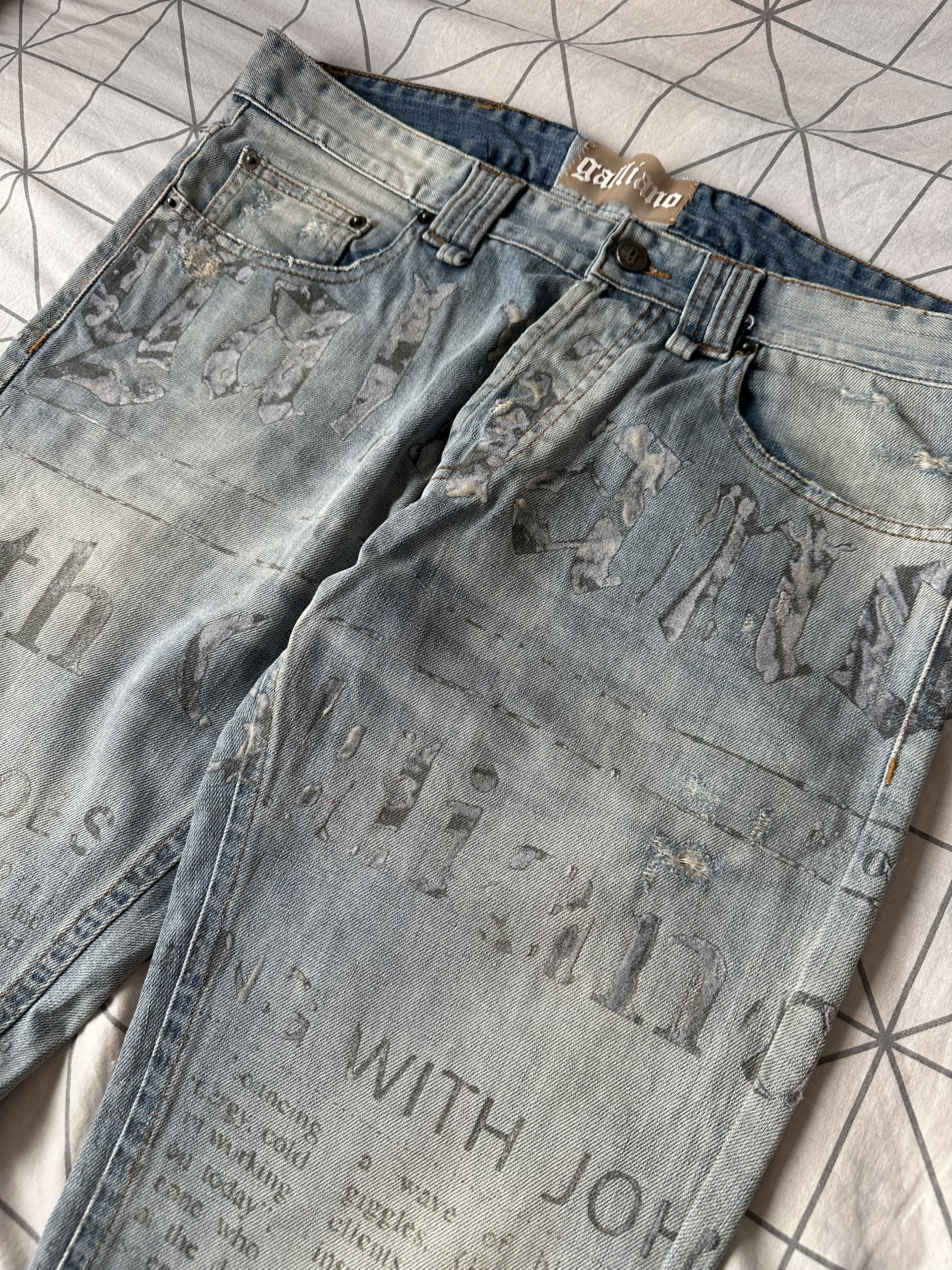 John Galliano Galliano Gazette Newspaper Light Blue Denim Size US 33 - 3 Thumbnail