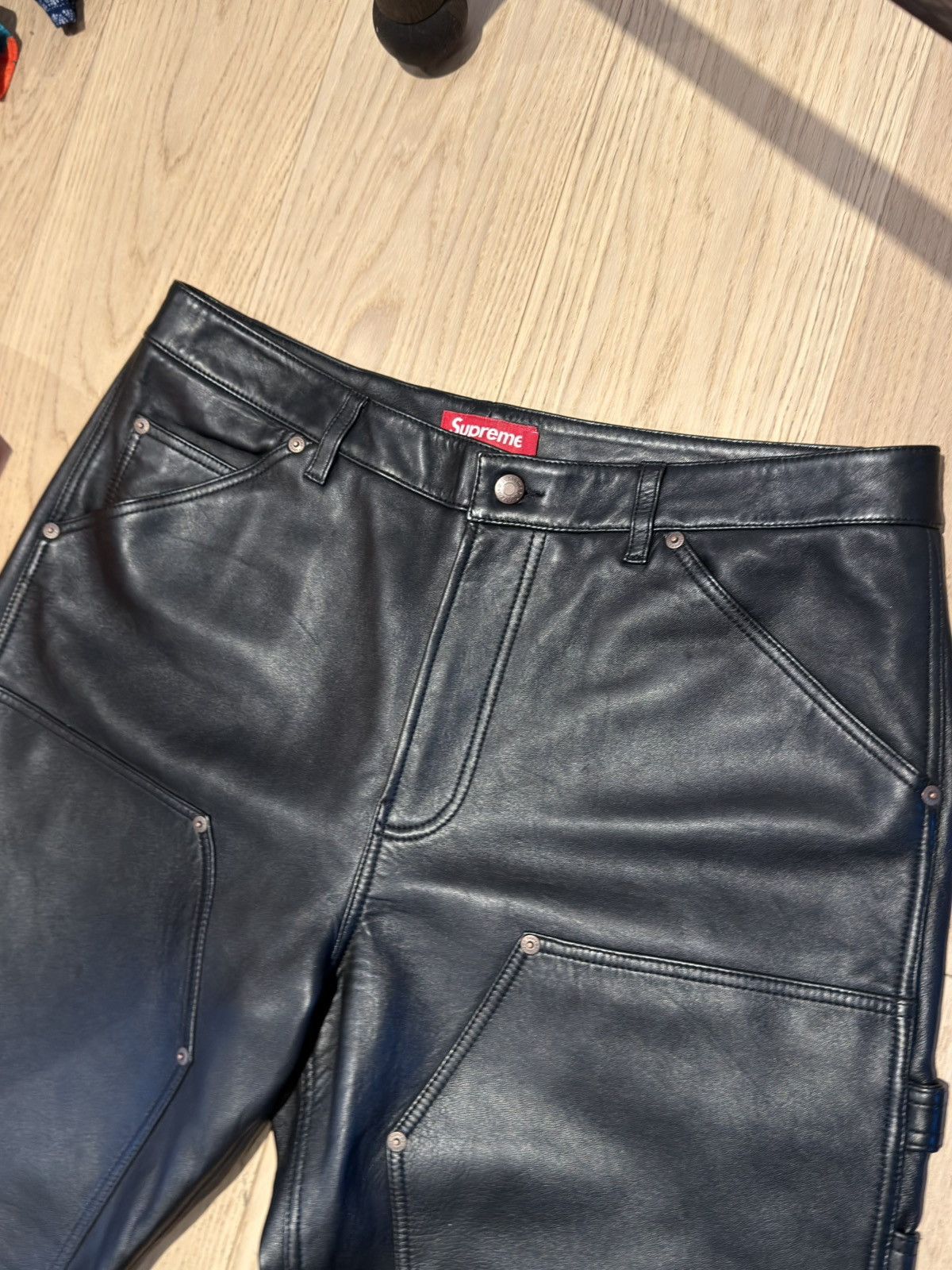 Supreme F/W 2023 Supreme Leather Double Knee Painter Pant 'Black