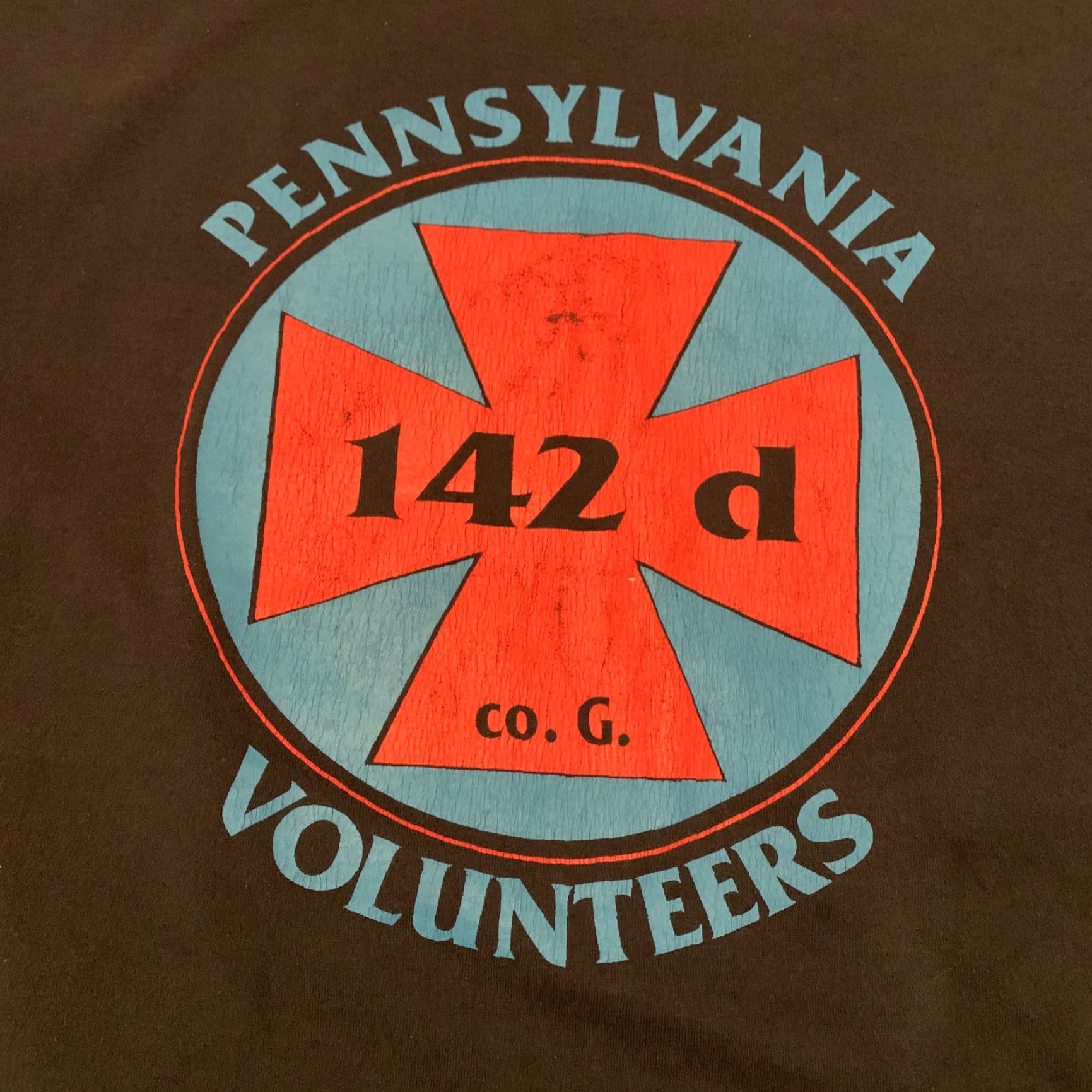 Fruit Of The Loom VINTAGE Fruit of the Loom T-Shirt XL Blue 142nd Pennsylvania Volunteer Infantry Battles War Mens Size US XL / EU 56 / 4 - 2 Thumbnail