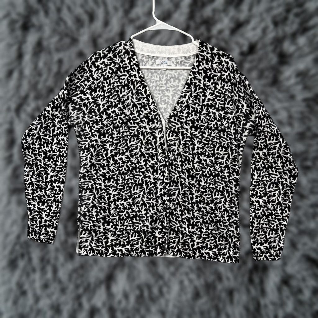Croft & Barrow Croft & Barrow Cardigan Sweater M Black White Layering Artsy Preppy Office Chic Size M / US 6-8 / IT 42-44 - 1 Thumbnail