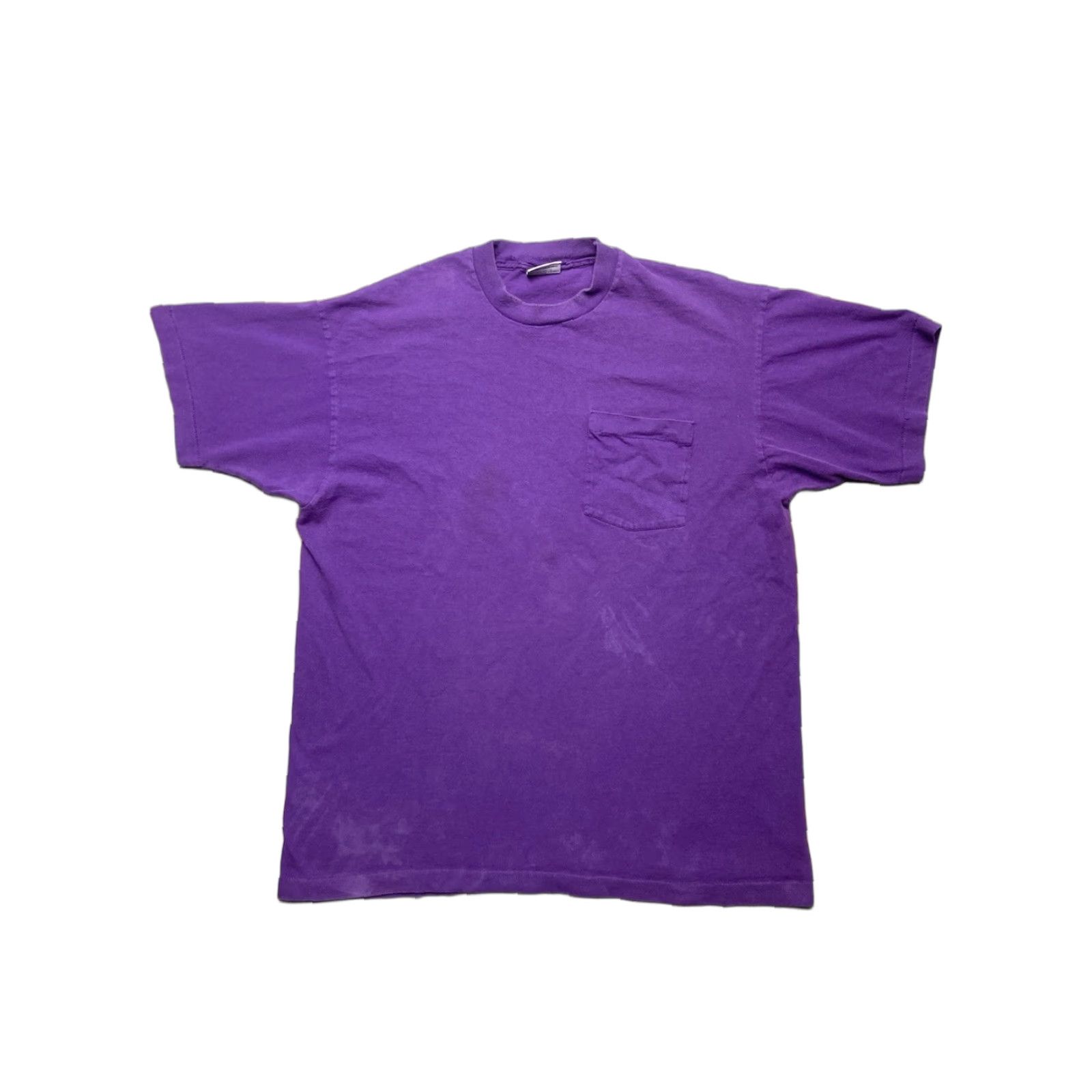 Vintage VINTAGE 90s Pocket T Shirt Faded Purple Plum Single Stitch Cotton Adult XL Men Size US XL / EU 56 / 4 - 1 Thumbnail