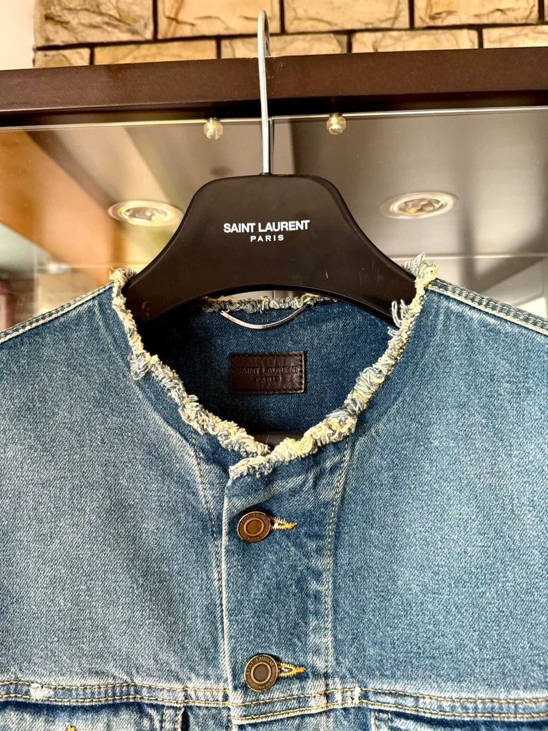 Saint Laurent Paris Saint Laurent Paris Saint Laurent Blue Denim Frayed Vest-2 Size US M / EU 48-50 / 2 - 3 Thumbnail