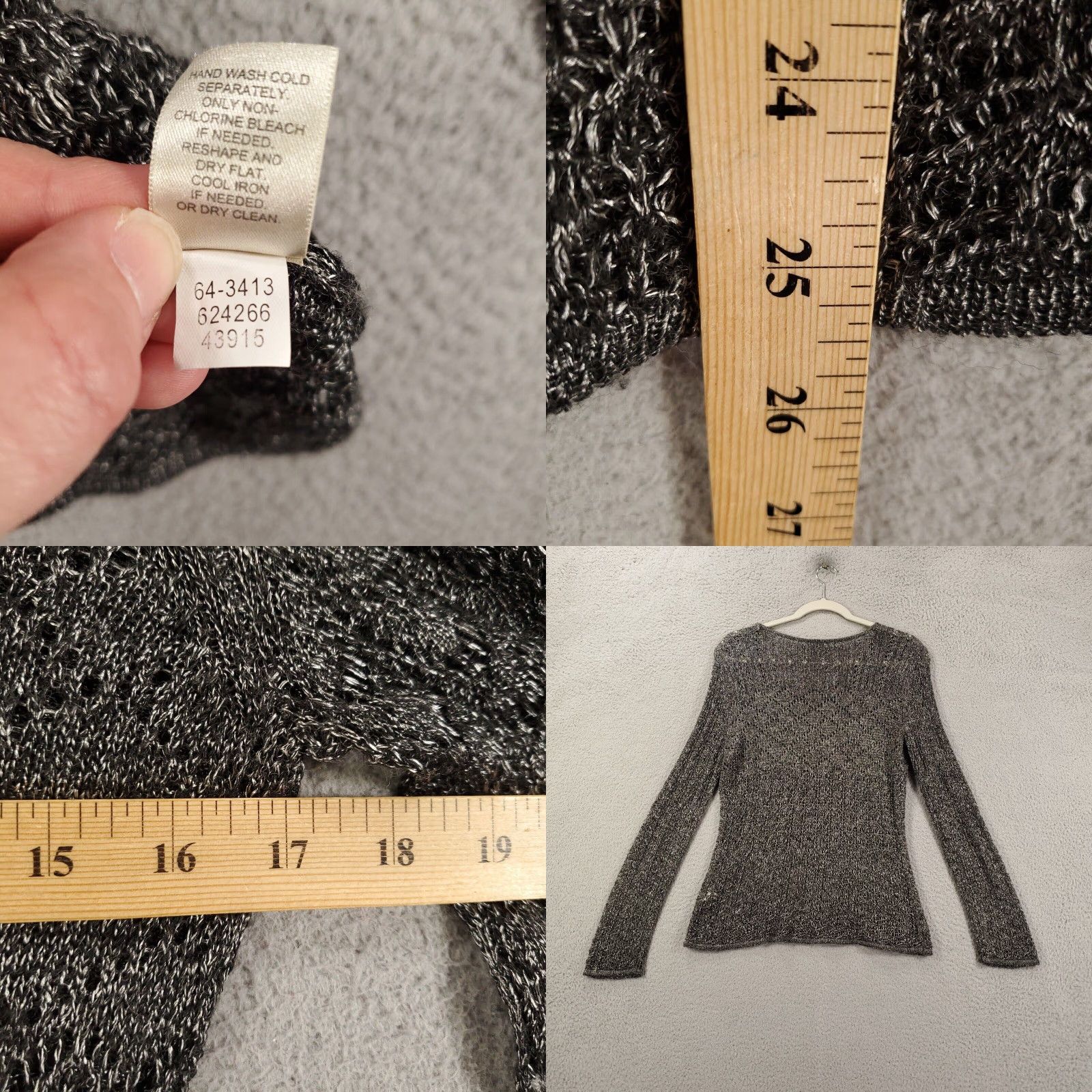 J. Jill J. Jill Wool Blend Open Knit Sweater Medium Gray Lightweight Pullover Knit Breathable Boho Classic Preppy Womens Size M / US 6-8 / IT 42-44 - 8 Thumbnail