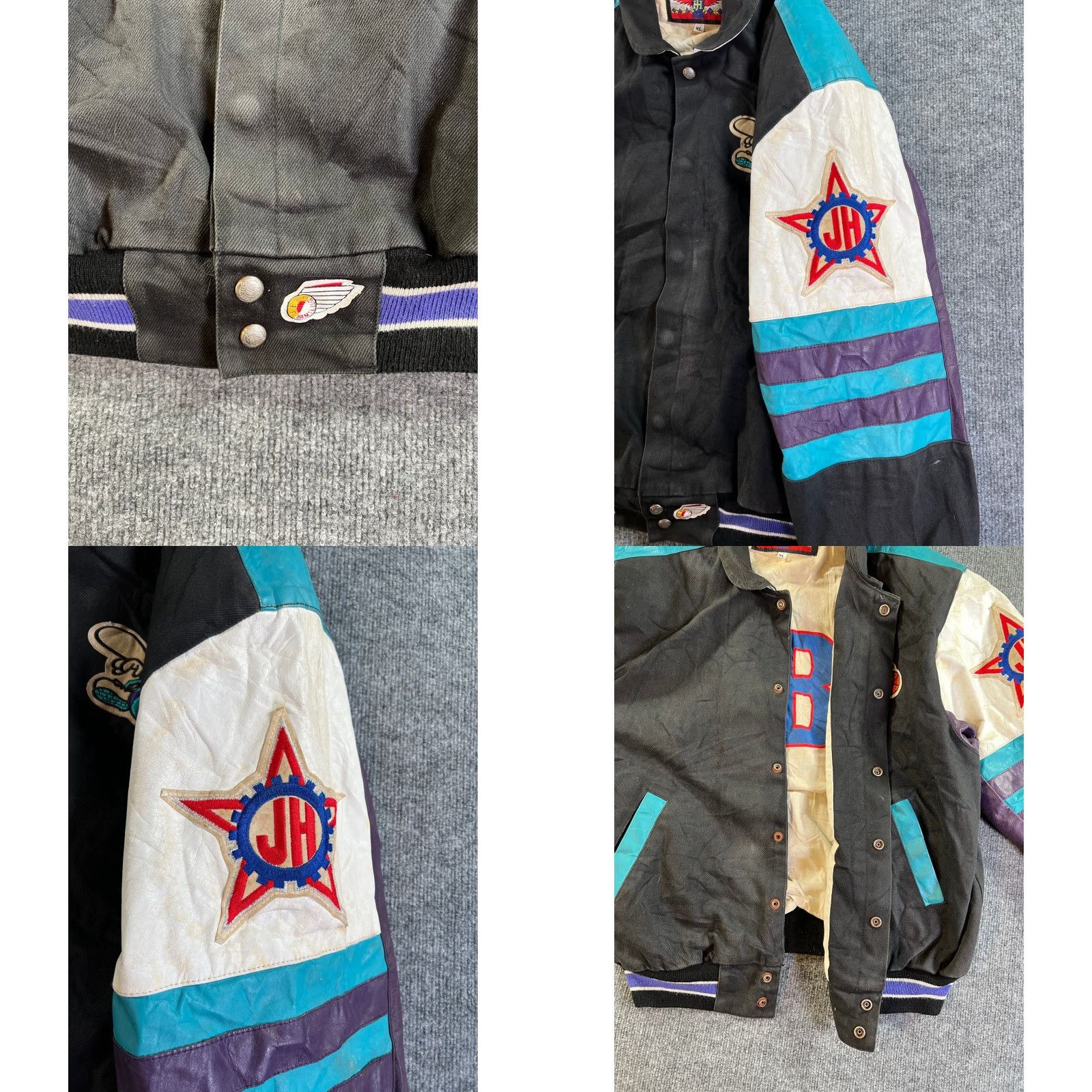 Hamilton VINTAGE Jeff Hamilton Charlotte Hornets Leather 90s Varsity Jacket Mens XL Black Size US XL / EU 56 / 4 - 8 Thumbnail