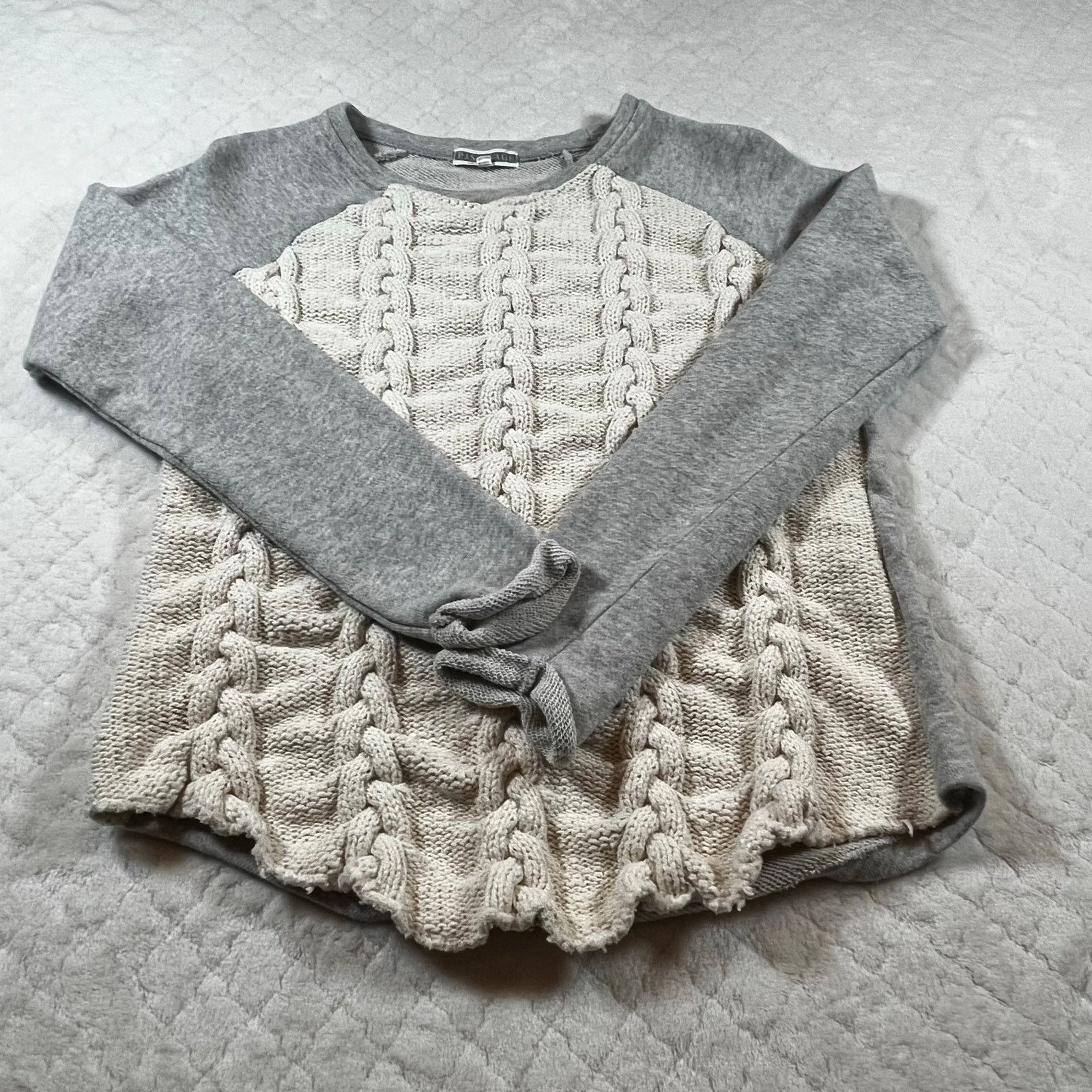 Other P.J. Salvage Sweater Sweatshirt Cable Knit Gray Cream Size S / US 4 / IT 40 - 1 Thumbnail