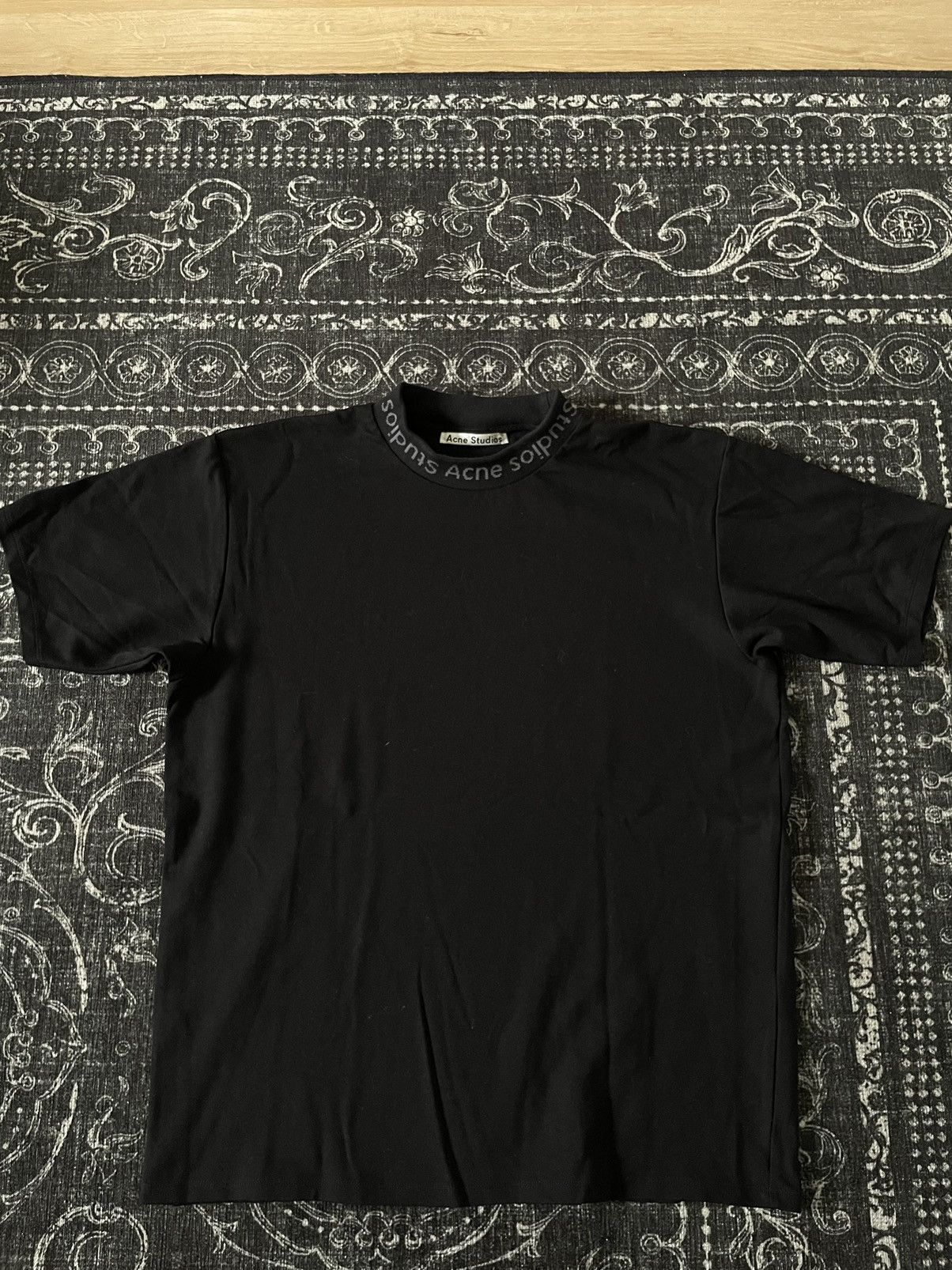 image of Acne Studios Black Ribbed Logo T-Shirt, Men's (Size Small)