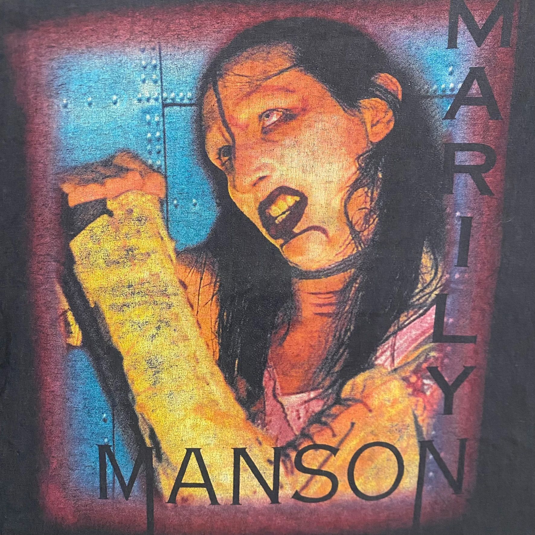 Band Tees Vintage 90s Marilyn Manson Shirt Faded Goth Metal Band Tee Size US L / EU 52-54 / 3 - 3 Thumbnail