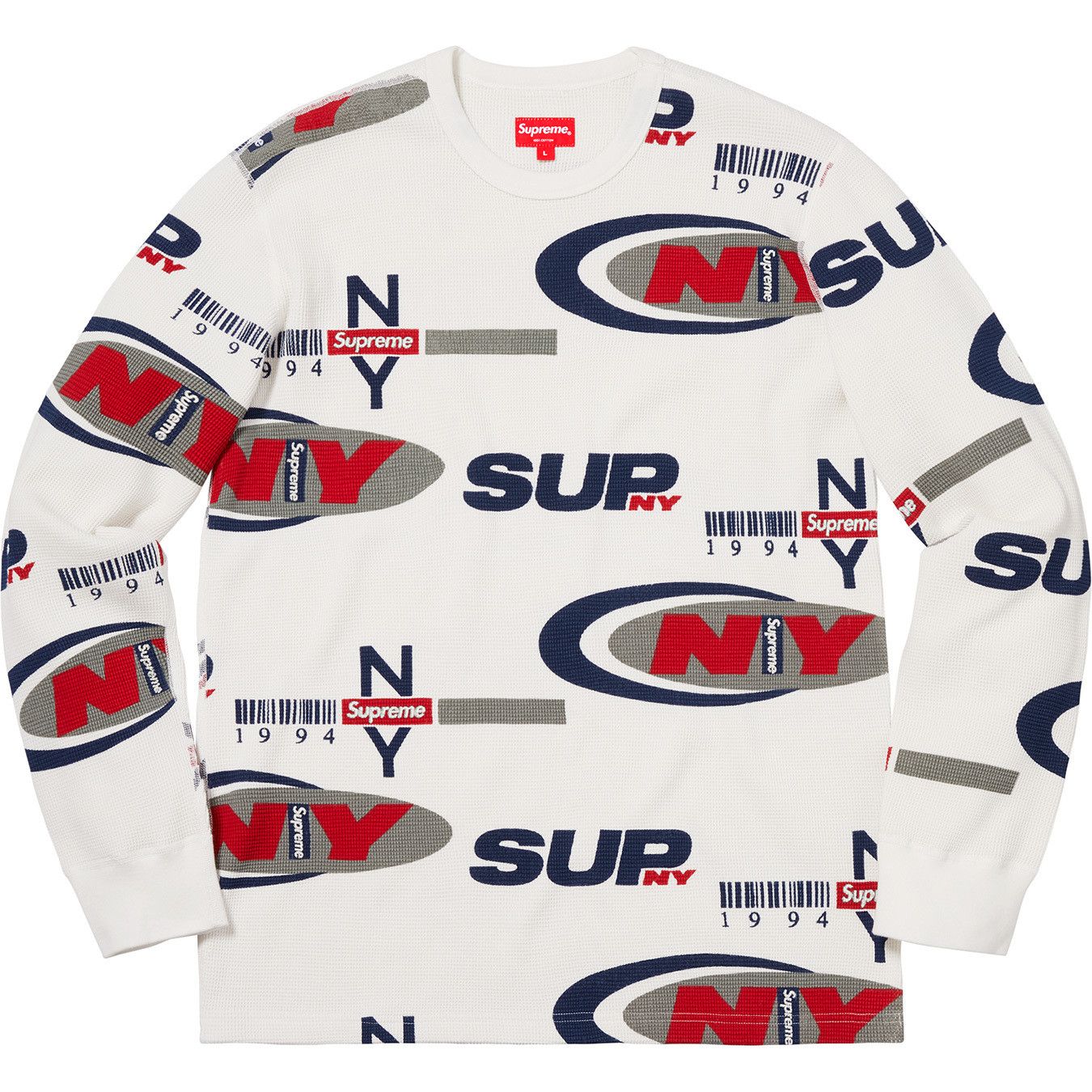 Supreme Supreme Supreme NY Waffle Thermal crewneck Long tee | Grailed