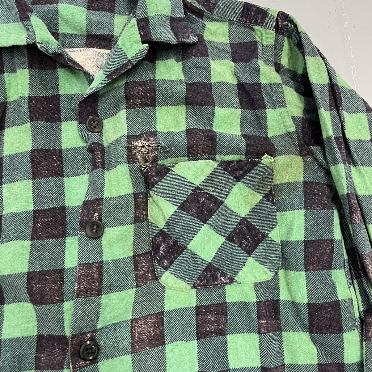 Other Vintage 50s Norwood Green/Black Plaid Loop Collar Flannel Size XS / US 0-2 / IT 36-38 - 2 Thumbnail