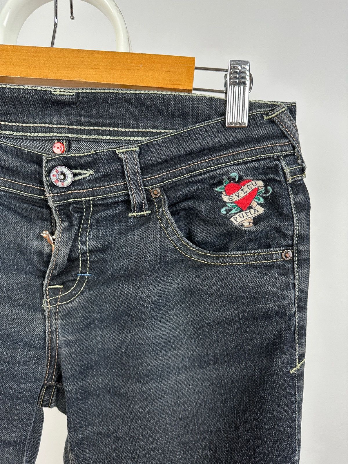 Evisu Vintage Evisu x Puma Y2K Flared Denim Jeans Pants Size 26" / US 2 / IT 38 - 10 Thumbnail