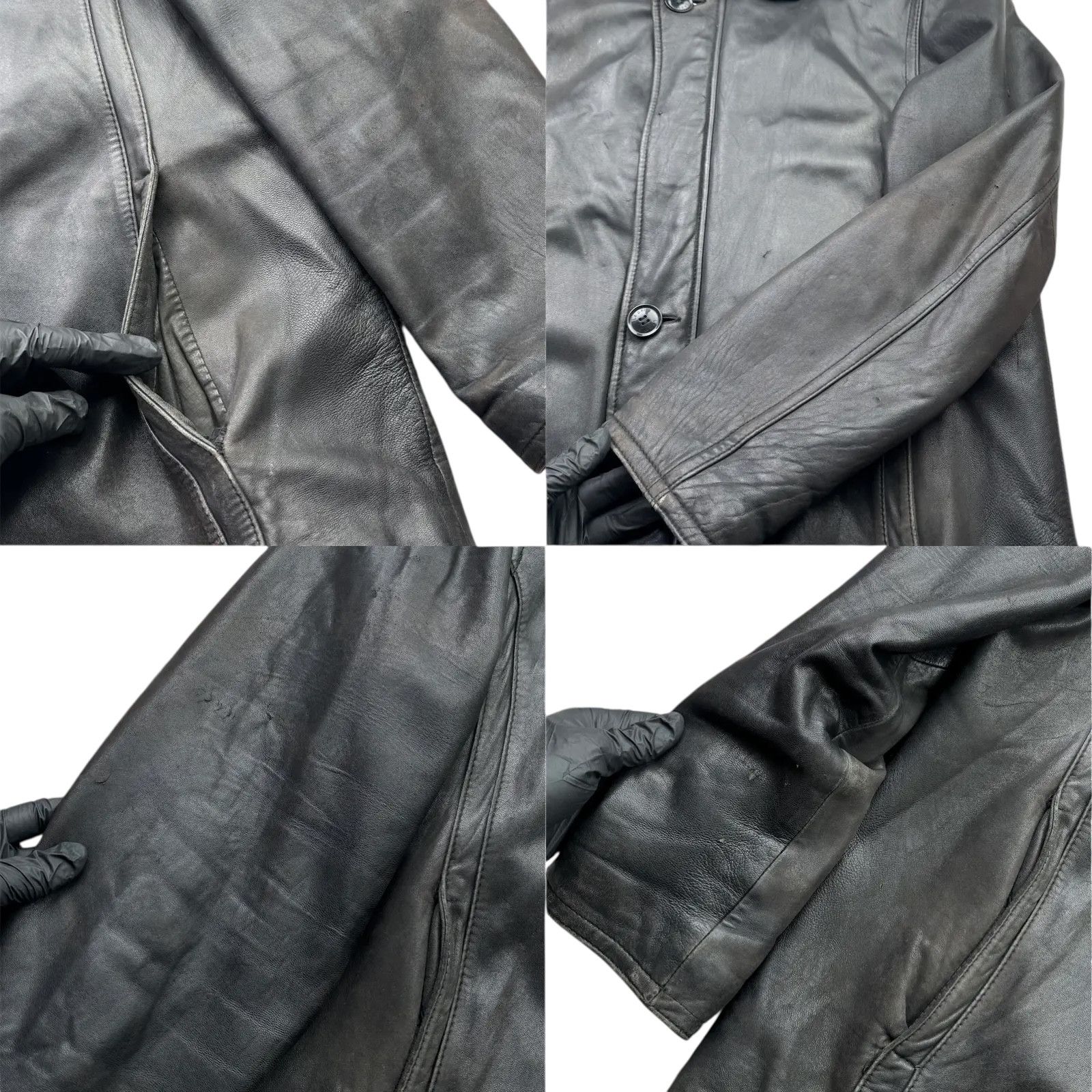 Vintage Y2K Thrashed Leather Jacket(V239) Size US XXL / EU 58 / 5 - 4 Thumbnail