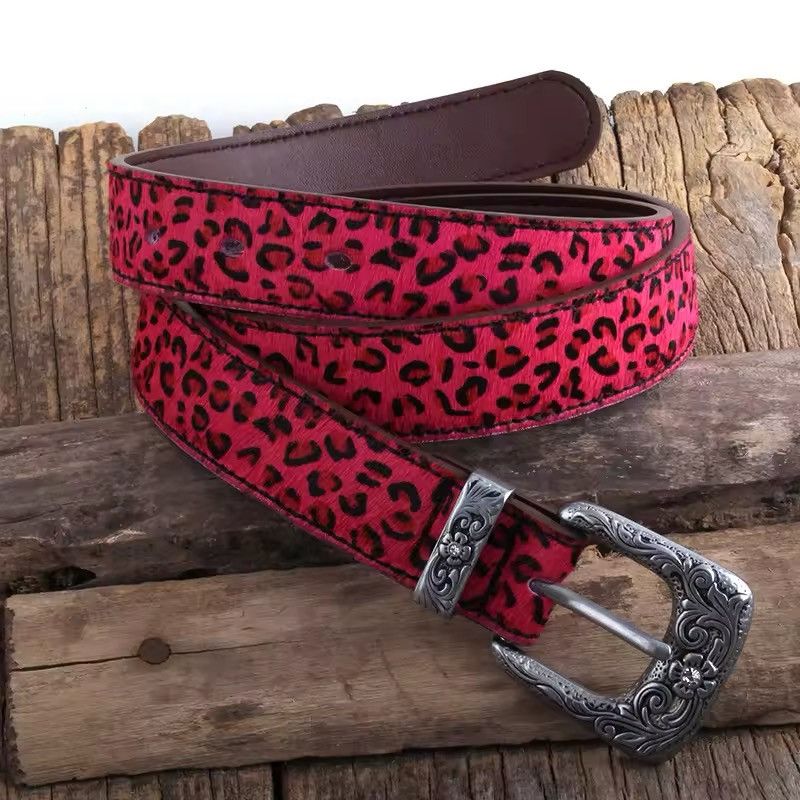 Japanese Brand Leopard Spotted Split Leather Belt Size ONE SIZE - 1 Thumbnail