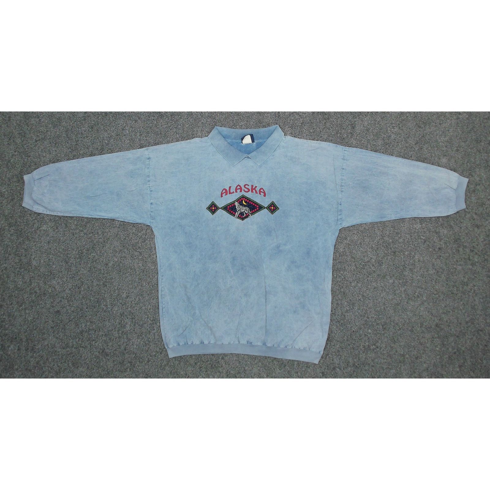 Vintage 90s Oarsman Alaska Wolf Ombre Knit Polo 3/4 Sleeve Boxy XXL Size US XXL / EU 58 / 5 - 5 Thumbnail