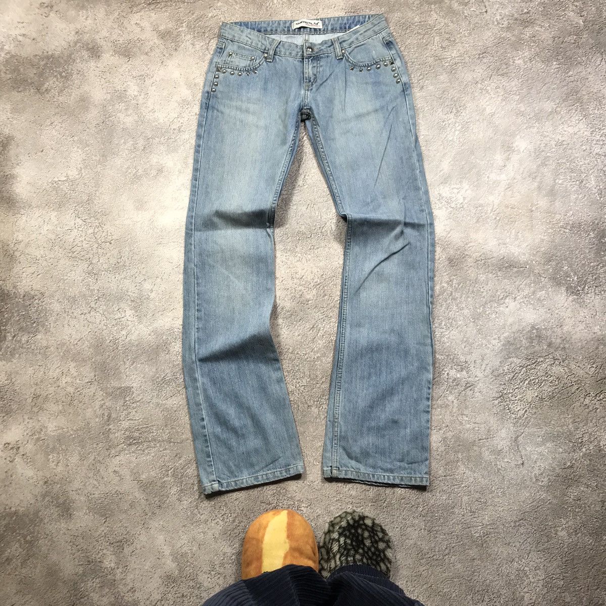 Vintage Vintage Y2K Distressed Baggy Flared Jeans Grunge Skate 30 Size 30" / US 8 / IT 44 - 1 Thumbnail