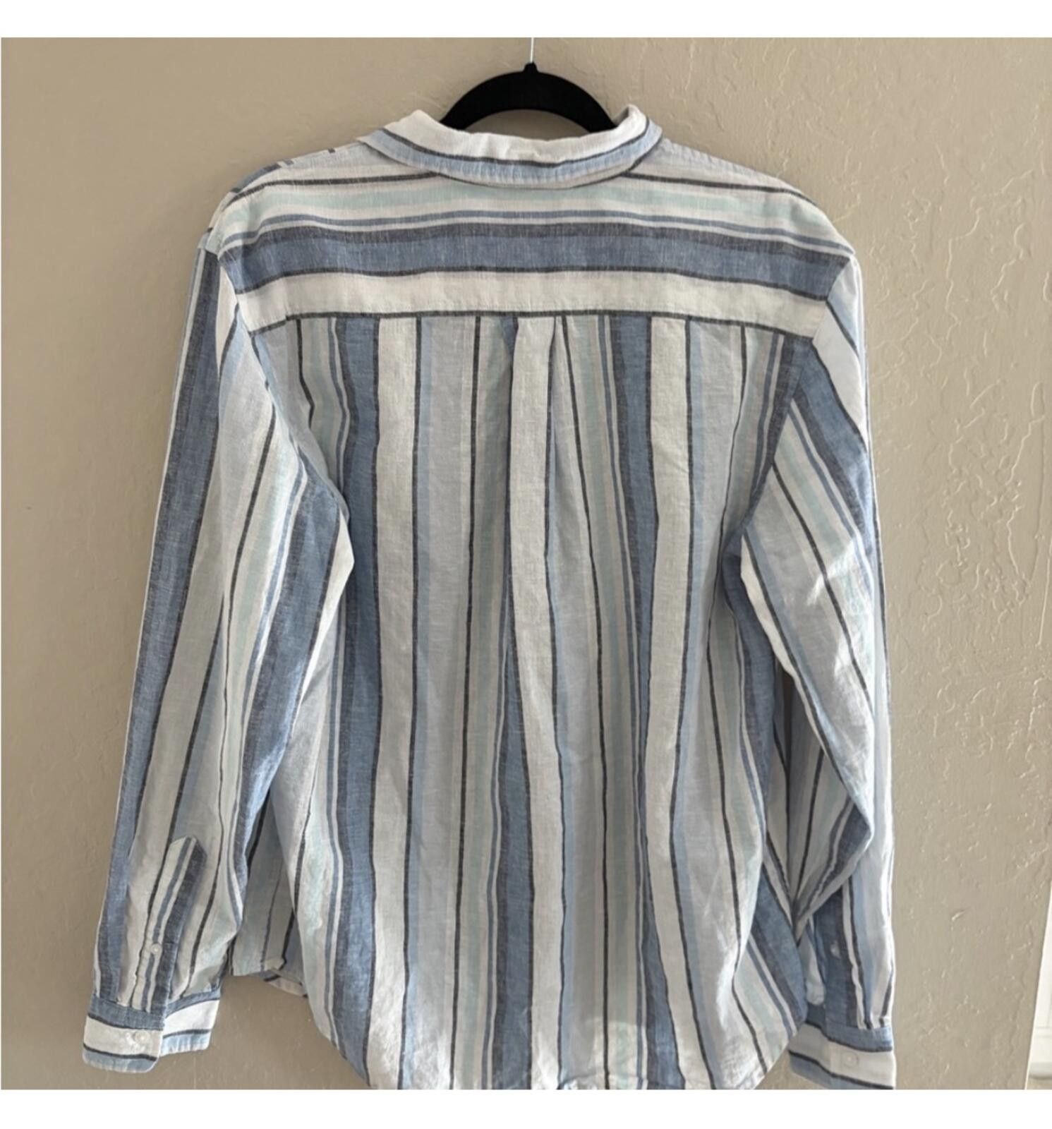 Old Navy Old Navy Blue and White Striped Button Down Shirt Size M / US 6-8 / IT 42-44 - 4 Thumbnail