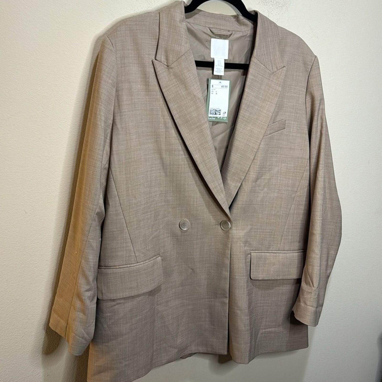 H&M H&M Men’s Double-breasted Button Blazer- Beige Size L Size US L / EU 52-54 / 3 - 4 Thumbnail