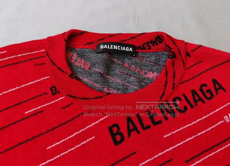 Balenciaga Balenciaga Bulletproof Full Print Logo Sweater Knit - Wool Size US S / EU 44-46 / 1 - 3 Thumbnail