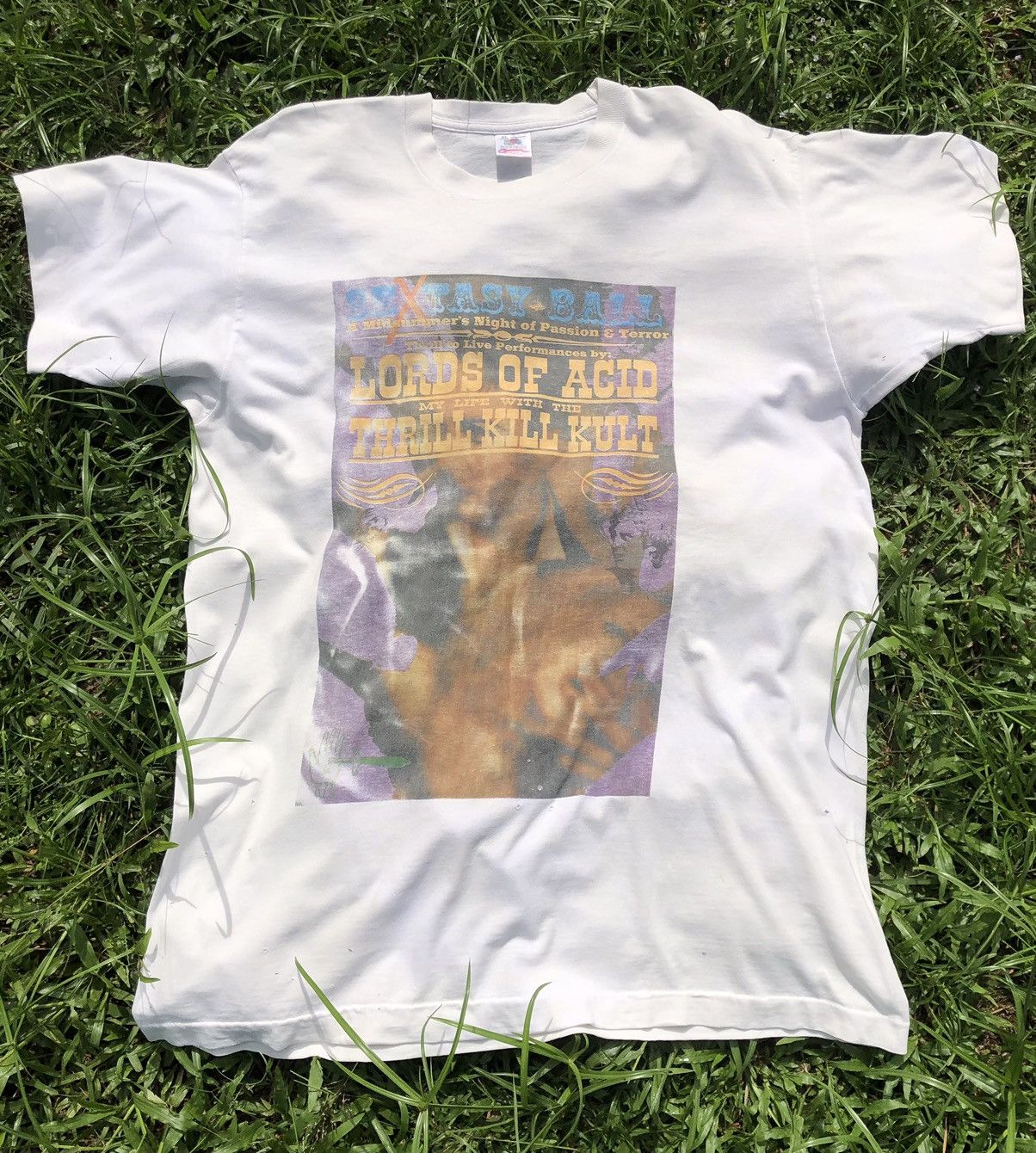 image of Vintage 90's Lord Of Acid Electronic Band Tee in White, Men's (Size XL)
