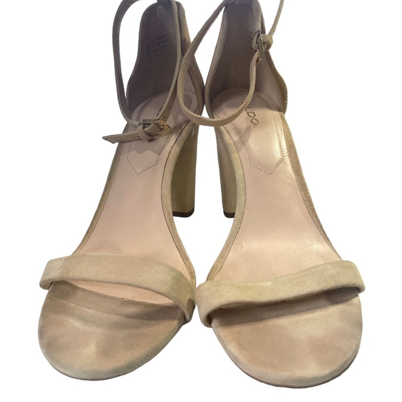 Aldo ALDO Women's Jerecly Beige Suede Block Heel Sandals Sz 9 Size US 9 / IT 39 - 3 Thumbnail