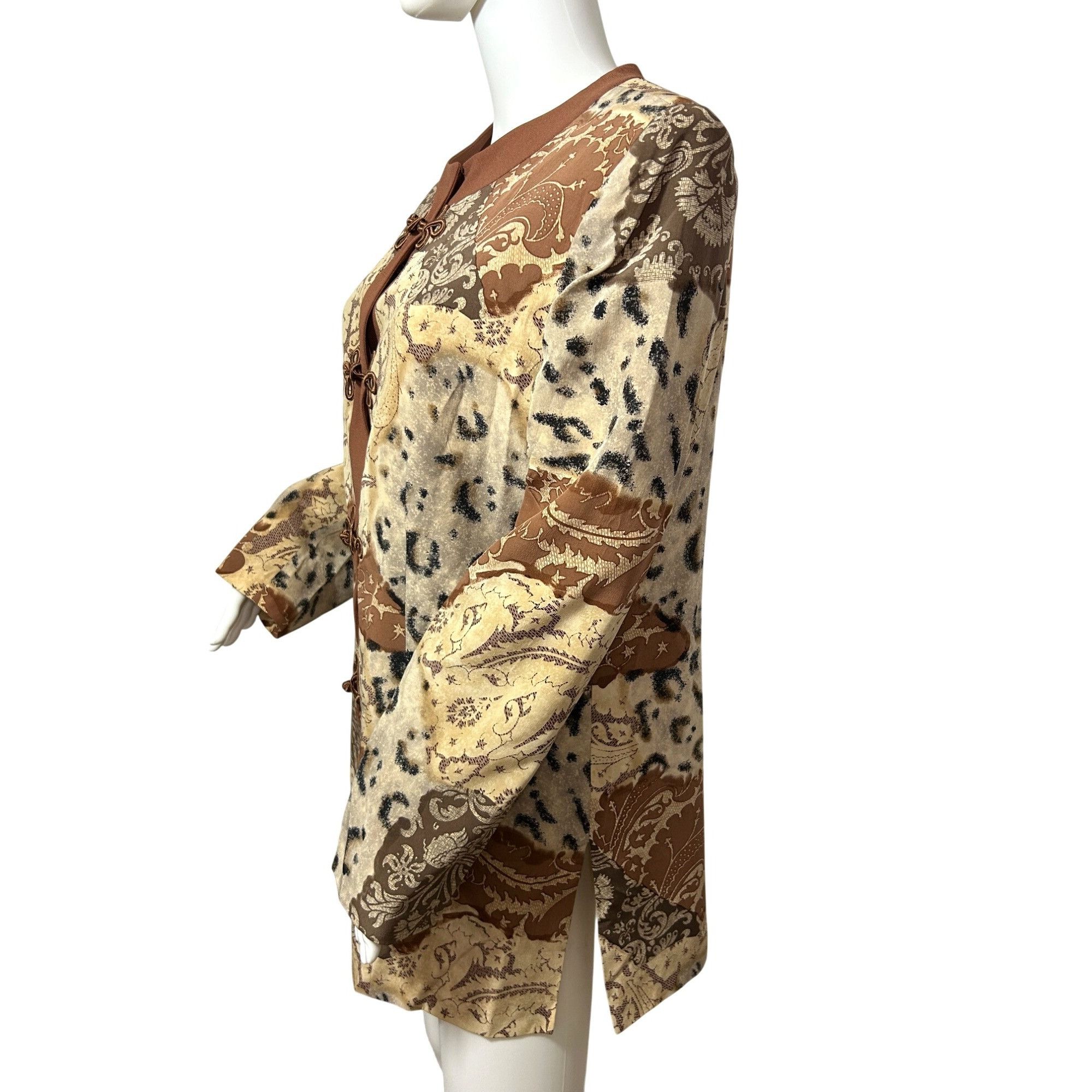 Other Saks Jandel Vtg Blazer 14 Silk Asian Style Animal Print Neut Size L / US 10 / IT 46 - 2 Thumbnail