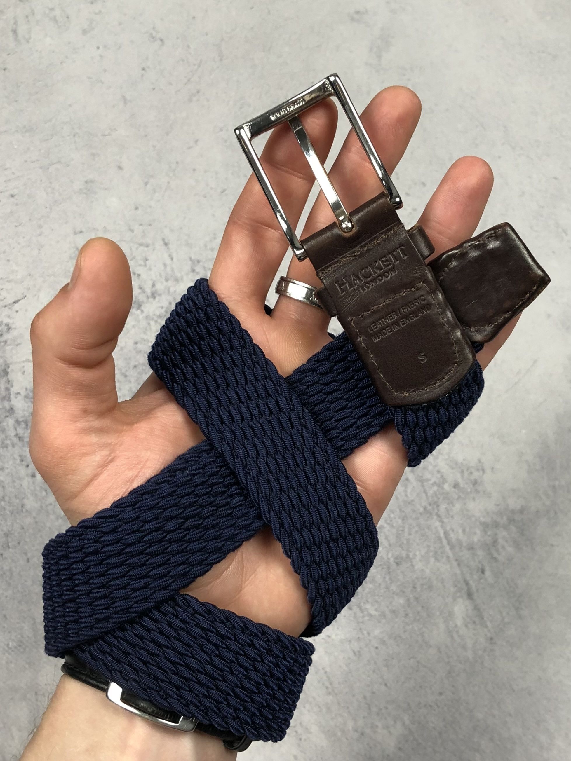 Hackett London England Braided Leather Navy Blue Men’s Belt