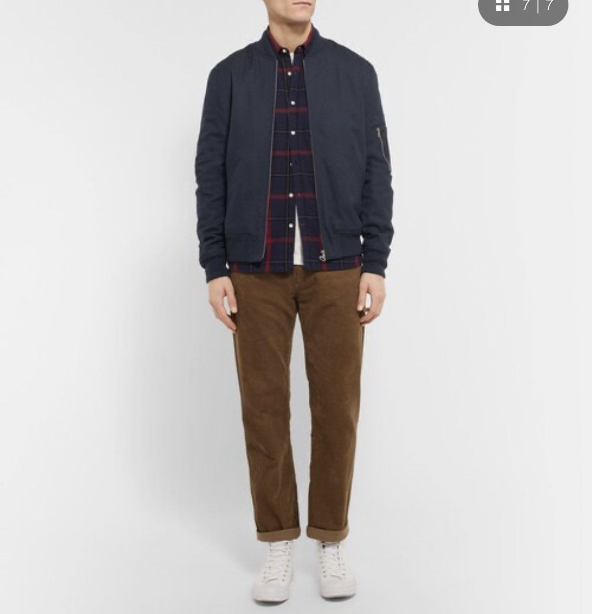 A.P.C. A.P.C. Herringbone Cotton and Wool-Blend Bomber Jacket Size US S / EU 44-46 / 1 - 8 Thumbnail