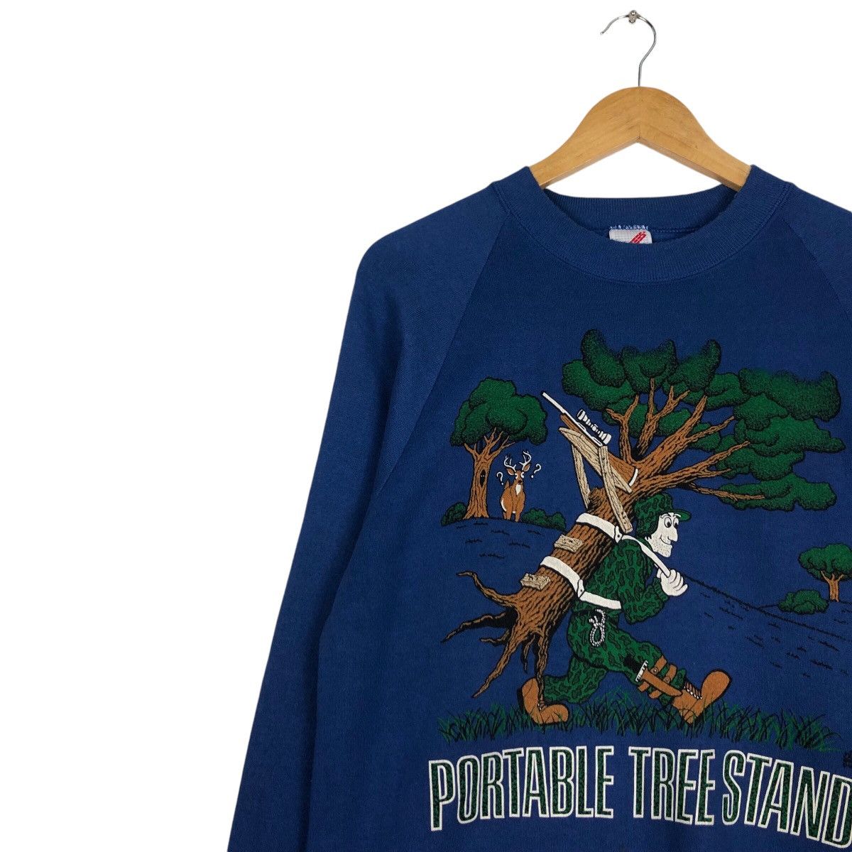 Japanese Brand × Jerzees × Vintage Vintage Portable Three Stand Sweatshirt Rare 90s Blue Size US S / EU 44-46 / 1 - 6 Thumbnail