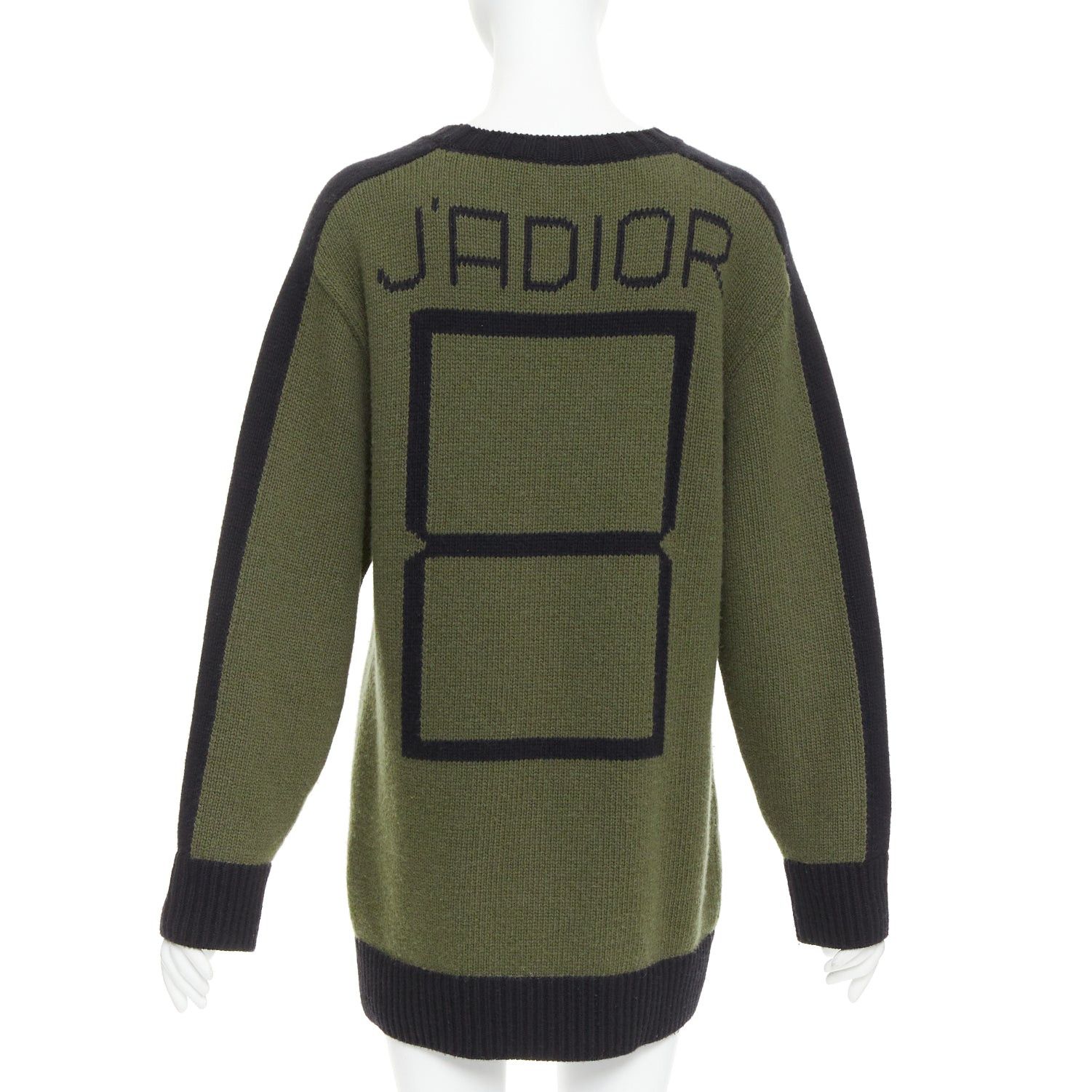 Dior CHRISTIAN DIOR J'adior 8 navy green wool cashmere ringer sweater FR38 M Size M / US 6-8 / IT 42-44 - 1 Thumbnail