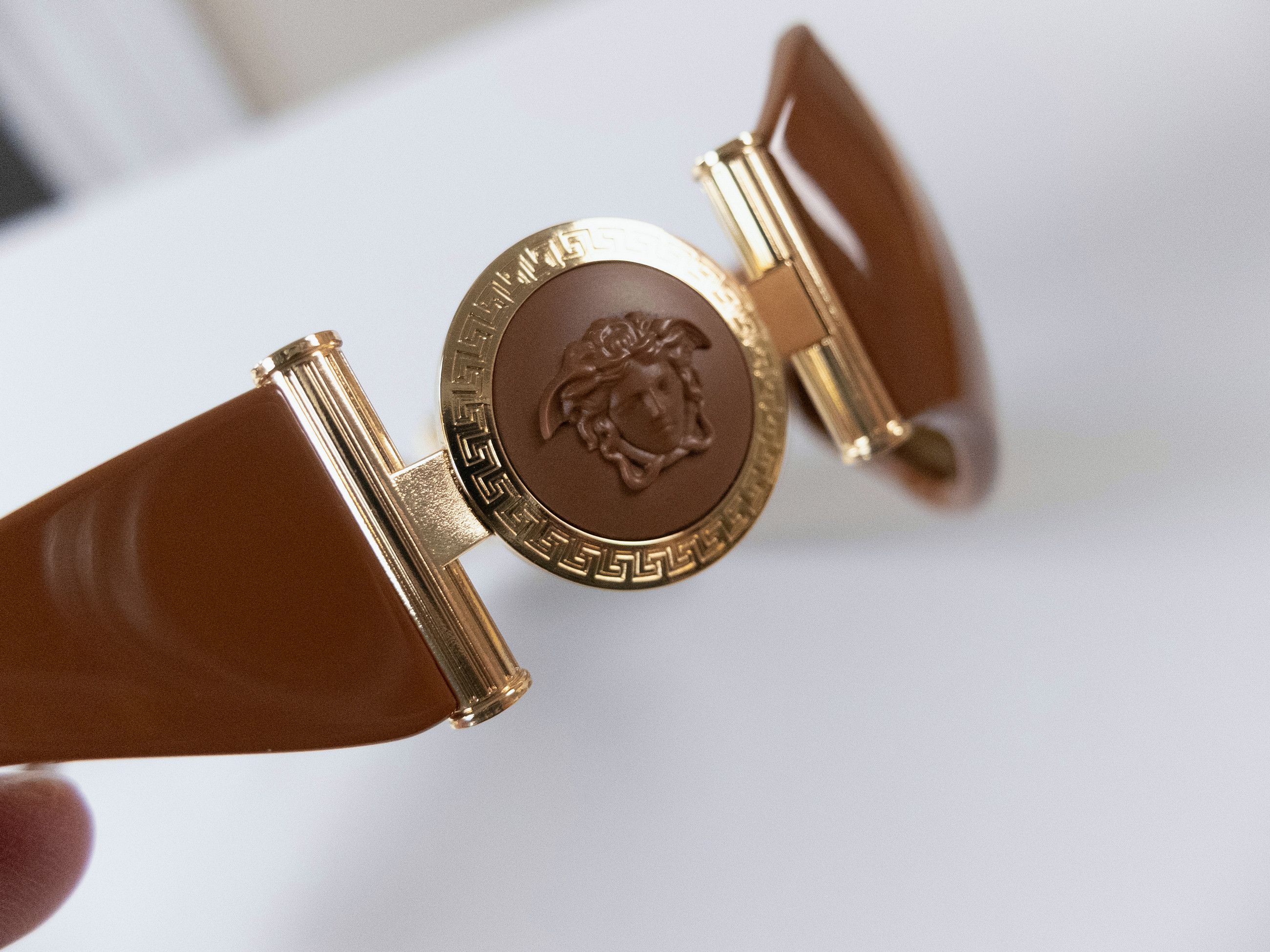 Versace VERSACE Medusa brown shield frame acetate sunglasses Size ONE SIZE - 5 Thumbnail