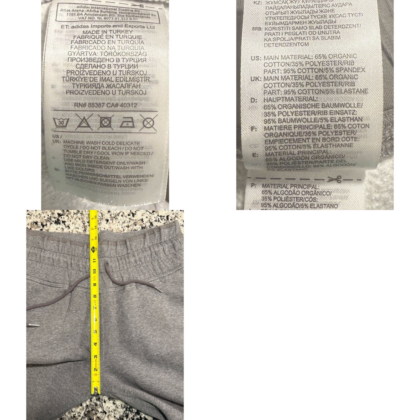 Stella McCartney ADIDAS by Stella McCartney Organic Cotton Blend Gray Ankle Sweatpants M Womens Activewear Size 32" / US 10 / IT 46 - 8 Thumbnail