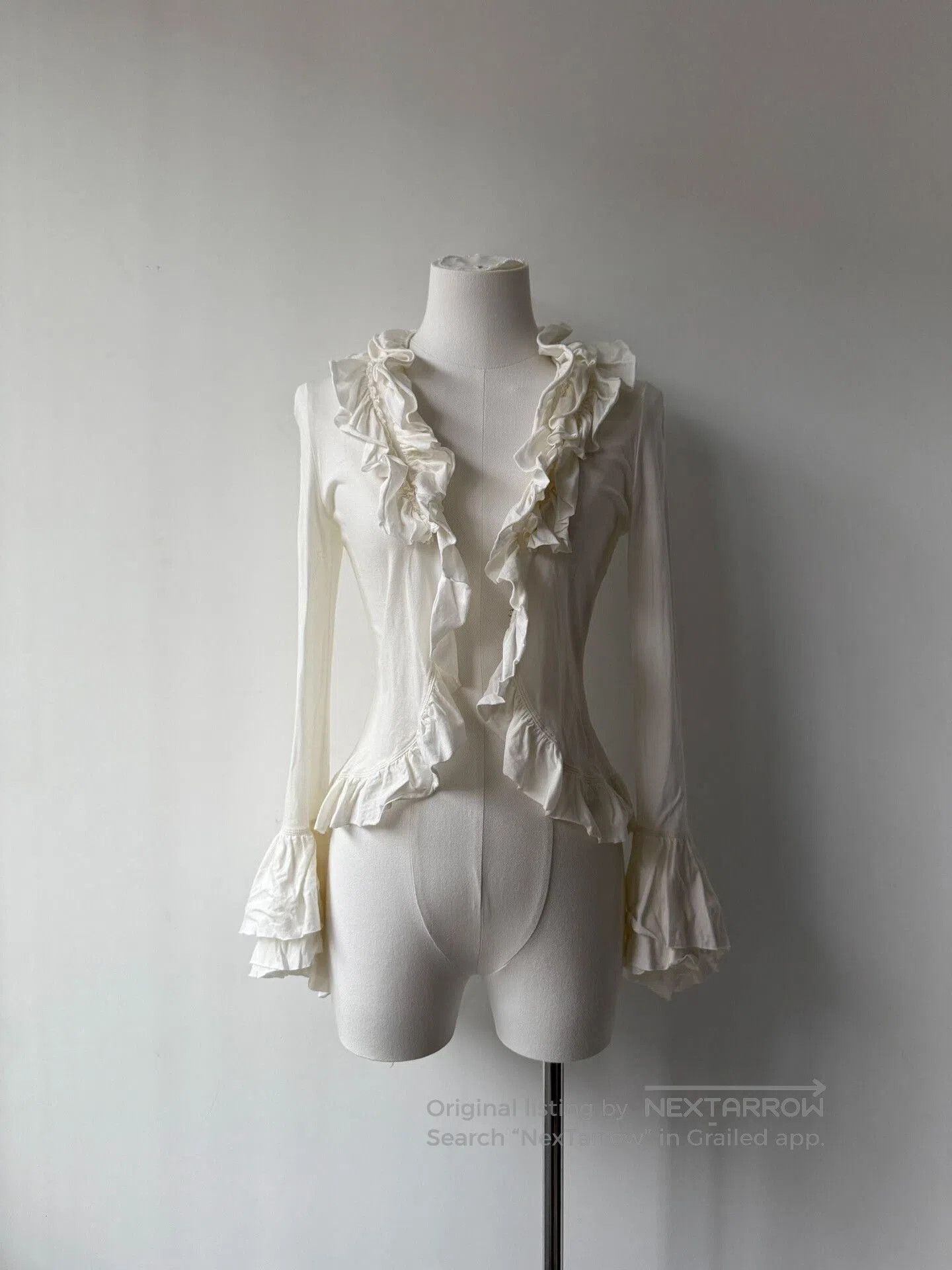 Jean Paul Gaultier Jean Paul Gaultier Ruffled Cream Top. Size XS / US 0-2 / IT 36-38 - 2 Thumbnail