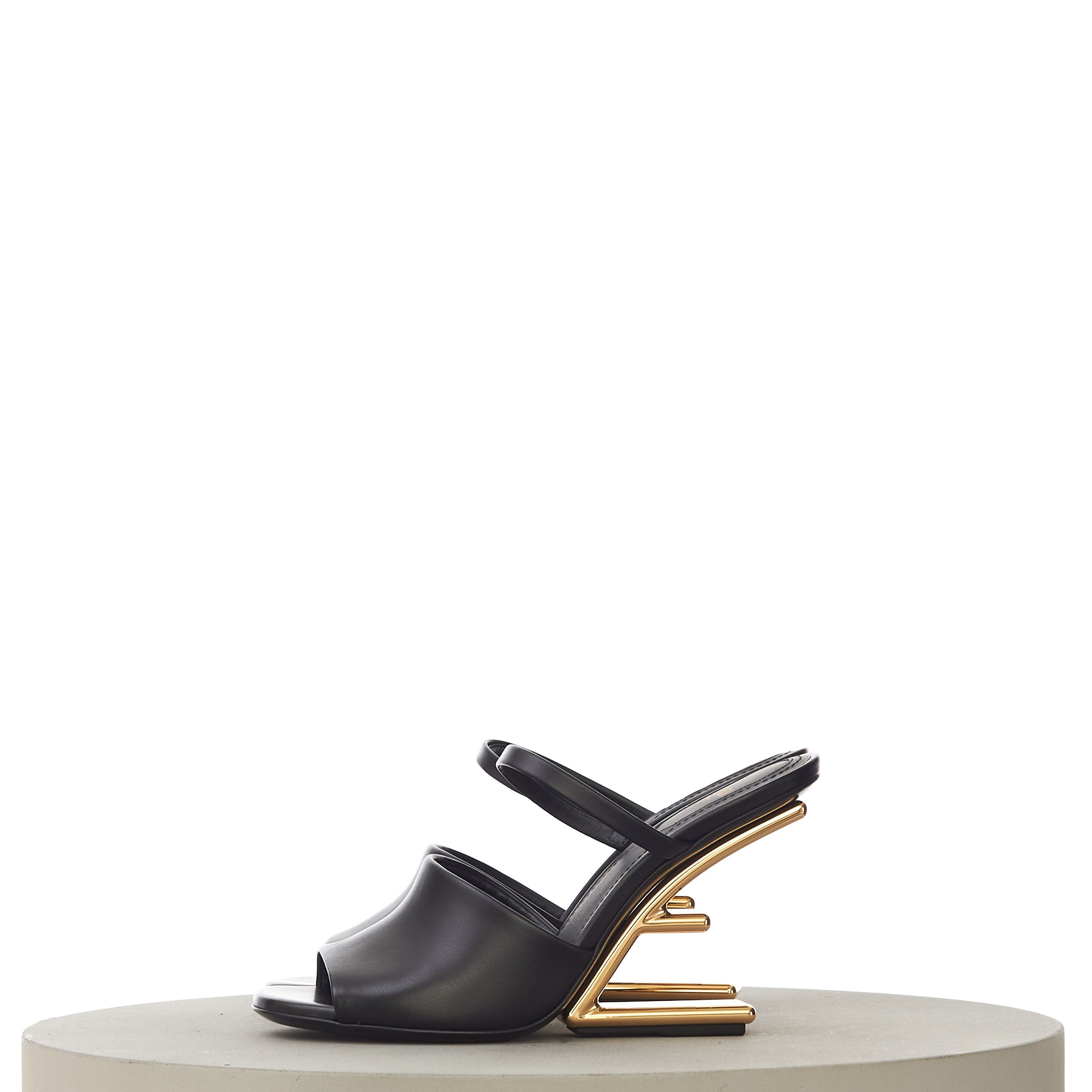 Fendi Black Leather FIRST High-Heeled Sandals With F-Shaped Heel Size US 7.5 / IT 37.5 - 5 Thumbnail