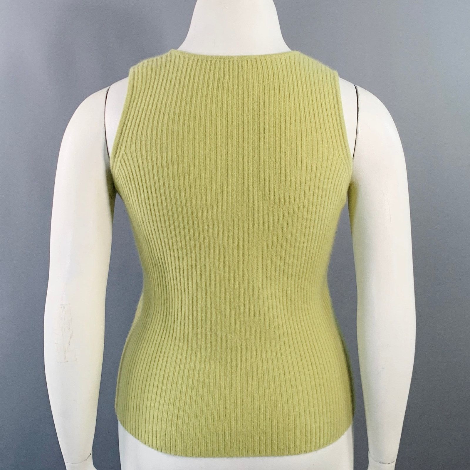Tse TSE Size L Green Cashmere Rib Knit Sleeveless Casual Top Size L / US 10 / IT 46 - 3 Thumbnail