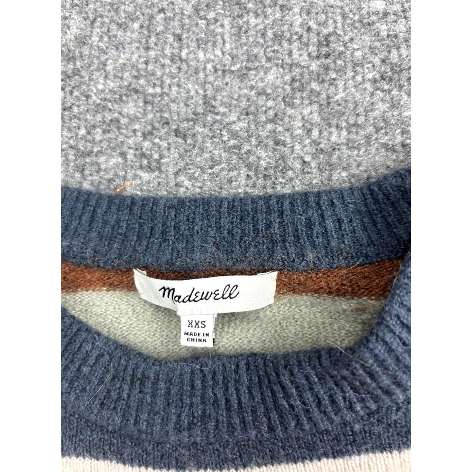 Madewell Madewell Sweater Womens XXS Multicolor Stripe Crew Neck Wool Blend Pullover Size XXS / US 00 / IT 34 - 2 Thumbnail