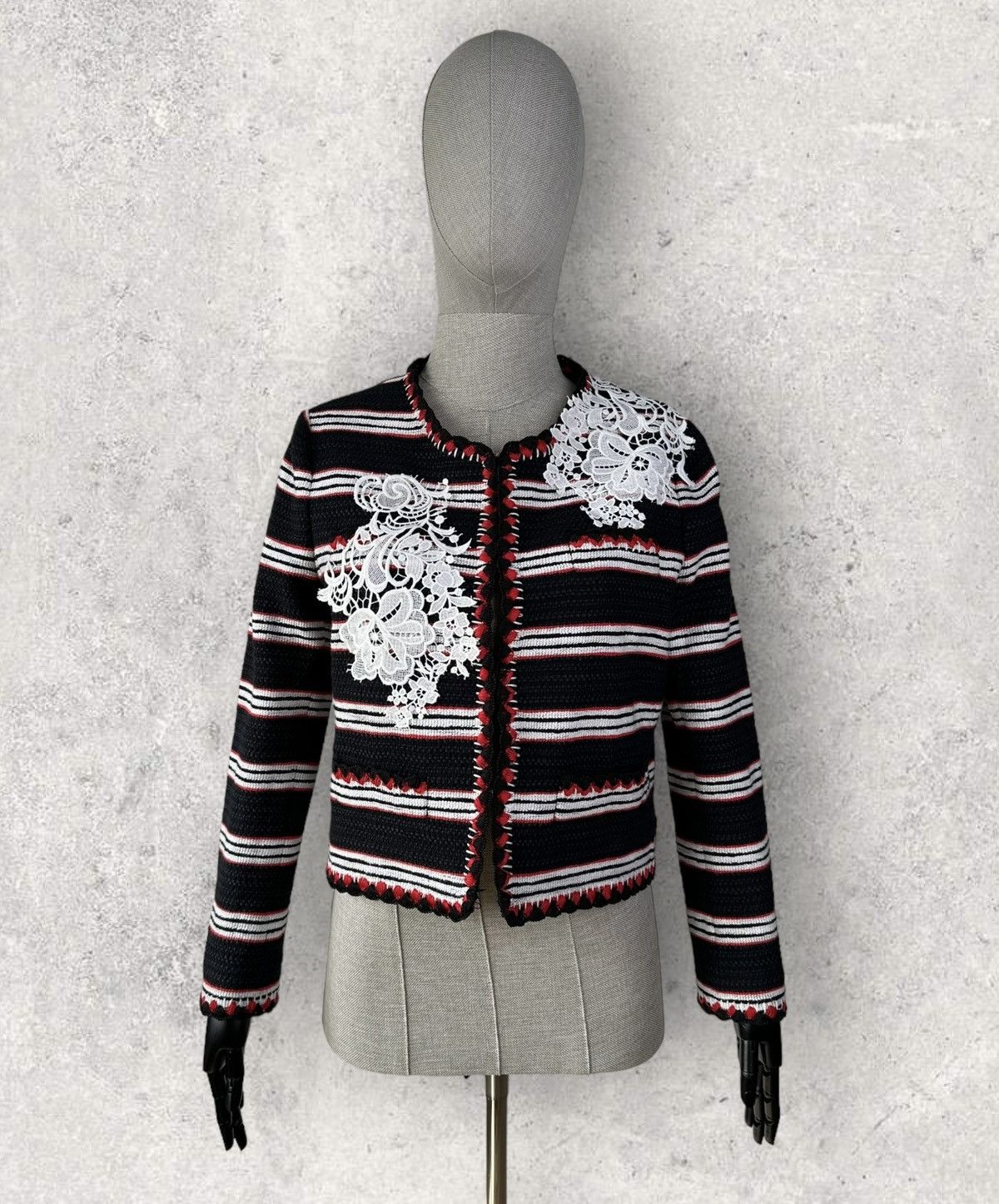 Moschino MOSCHINO BOUTIQUE Tweed Blazer Jacket Lace Embroidery Size M / US 6-8 / IT 42-44 - 7 Thumbnail