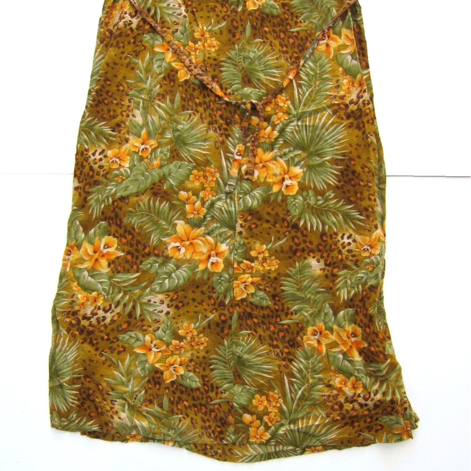 Vintage VINTAGE Style Studio 100% Rayon Floral Sleeveless Long Tank Maxi Dress 2X Orange Green Dress Size XXL / US 16-18 / IT 52-54 - 5 Thumbnail