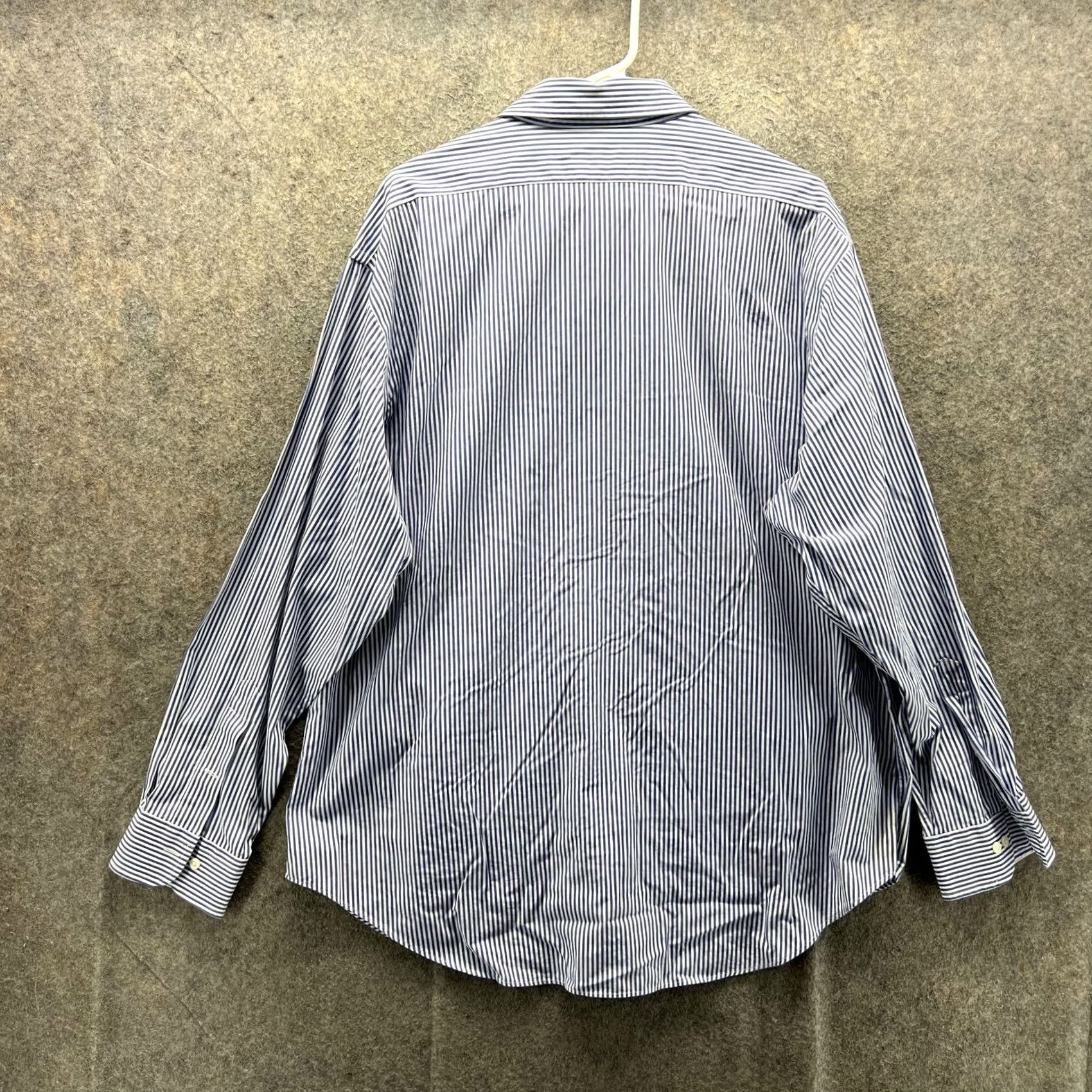 Ralph Lauren Lauren Ralph Lauren Dress Shirt Mens 17.5 34/35 Blue Stripe Non Iron Long Sleeve Shirt Size 48R - 2 Thumbnail