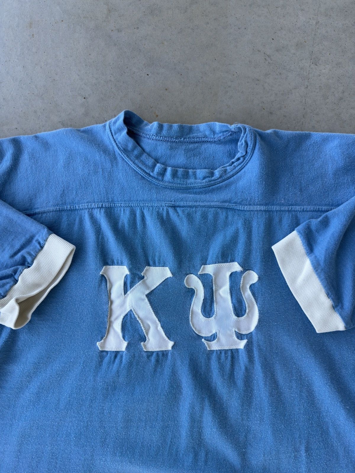Vintage Vintage 70s Light Blue Cotton Fraternity Football Jersey Size US L / EU 52-54 / 3 - 2 Thumbnail
