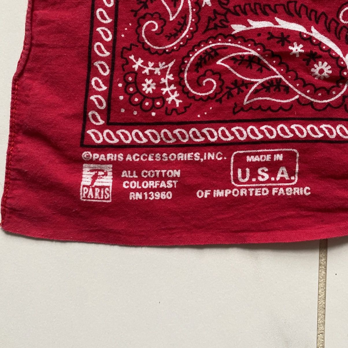 Vintage Vintage 1980s 80s Red Paisley Bandana 20” Made in USA Size ONE SIZE - 3 Thumbnail