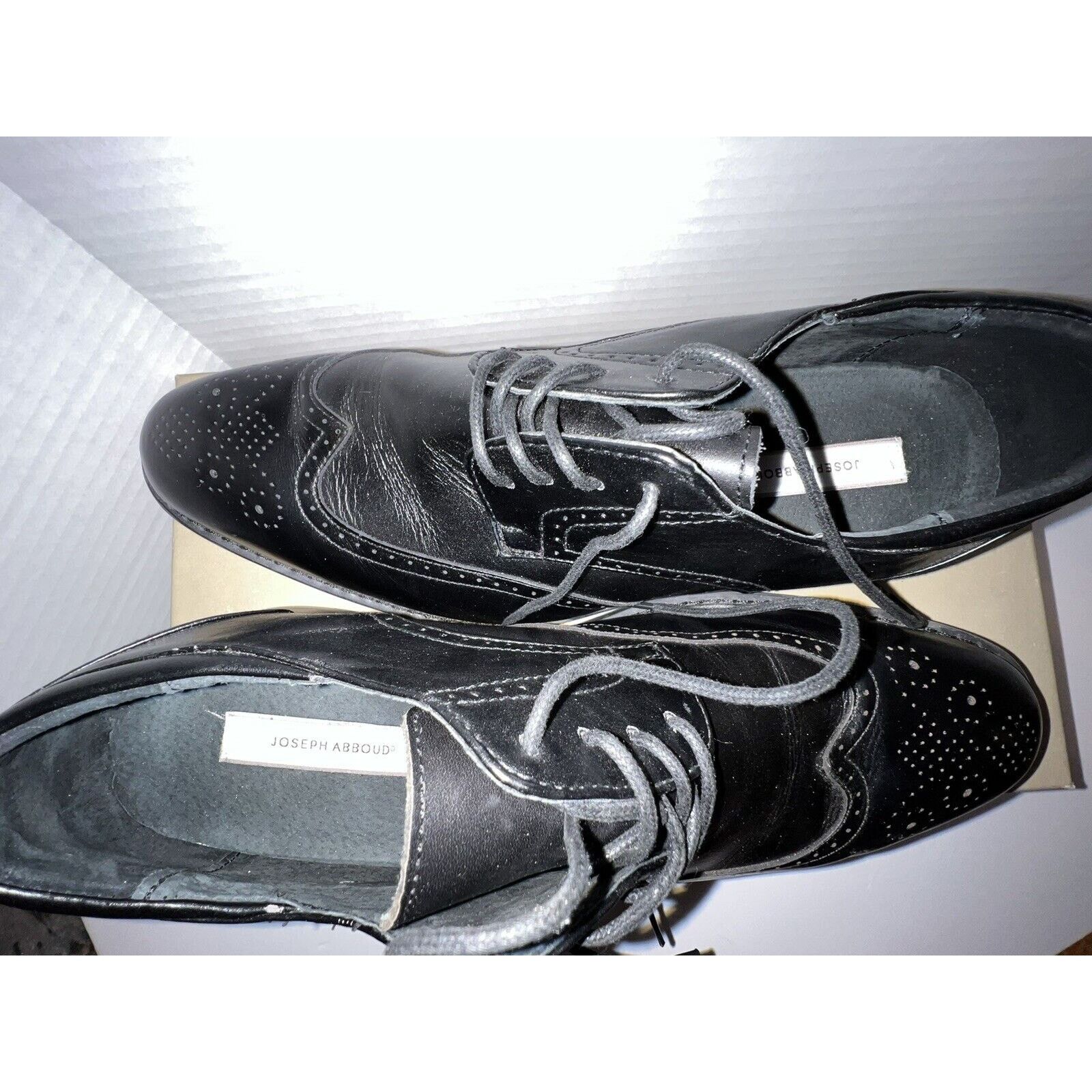 The Unbranded Brand Joseph Abound Men's Black Leather Wingtip Oxford Size 10D Size US 10 / EU 43 - 10 Thumbnail