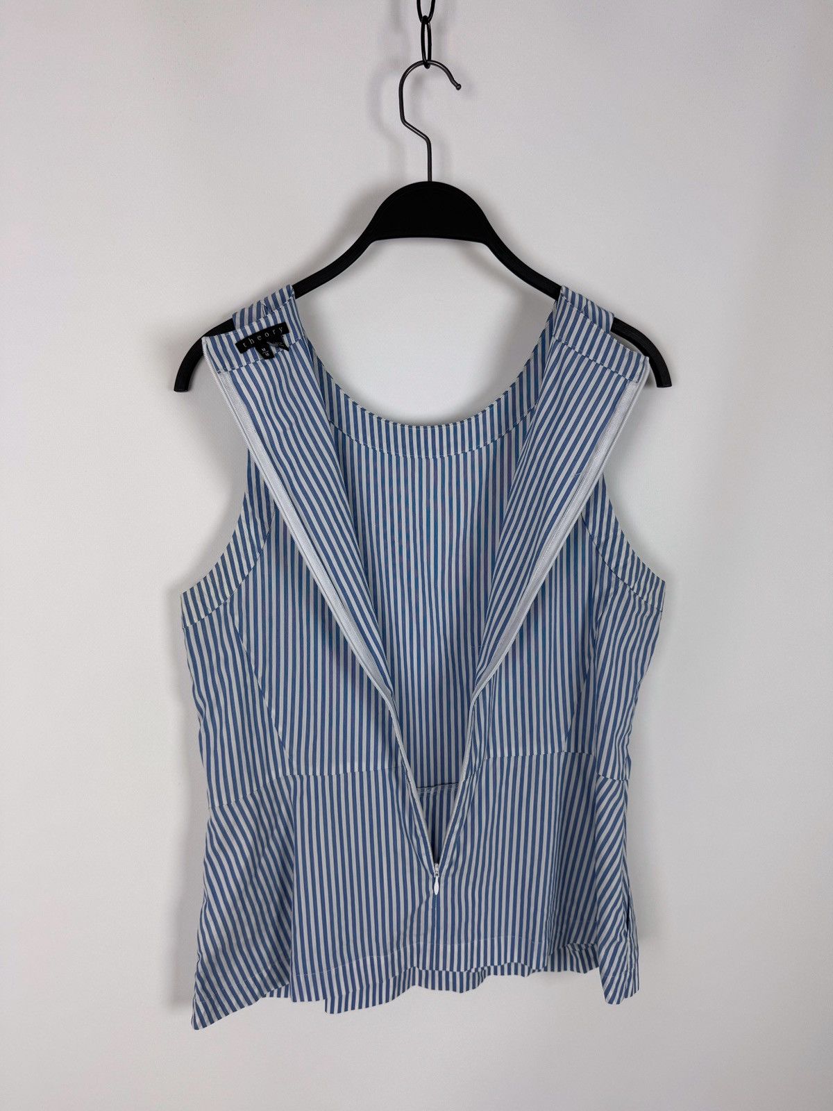 Theory Theory Striped Cotton Blend Sleeveless Blouse Size M / US 6-8 / IT 42-44 - 10 Thumbnail