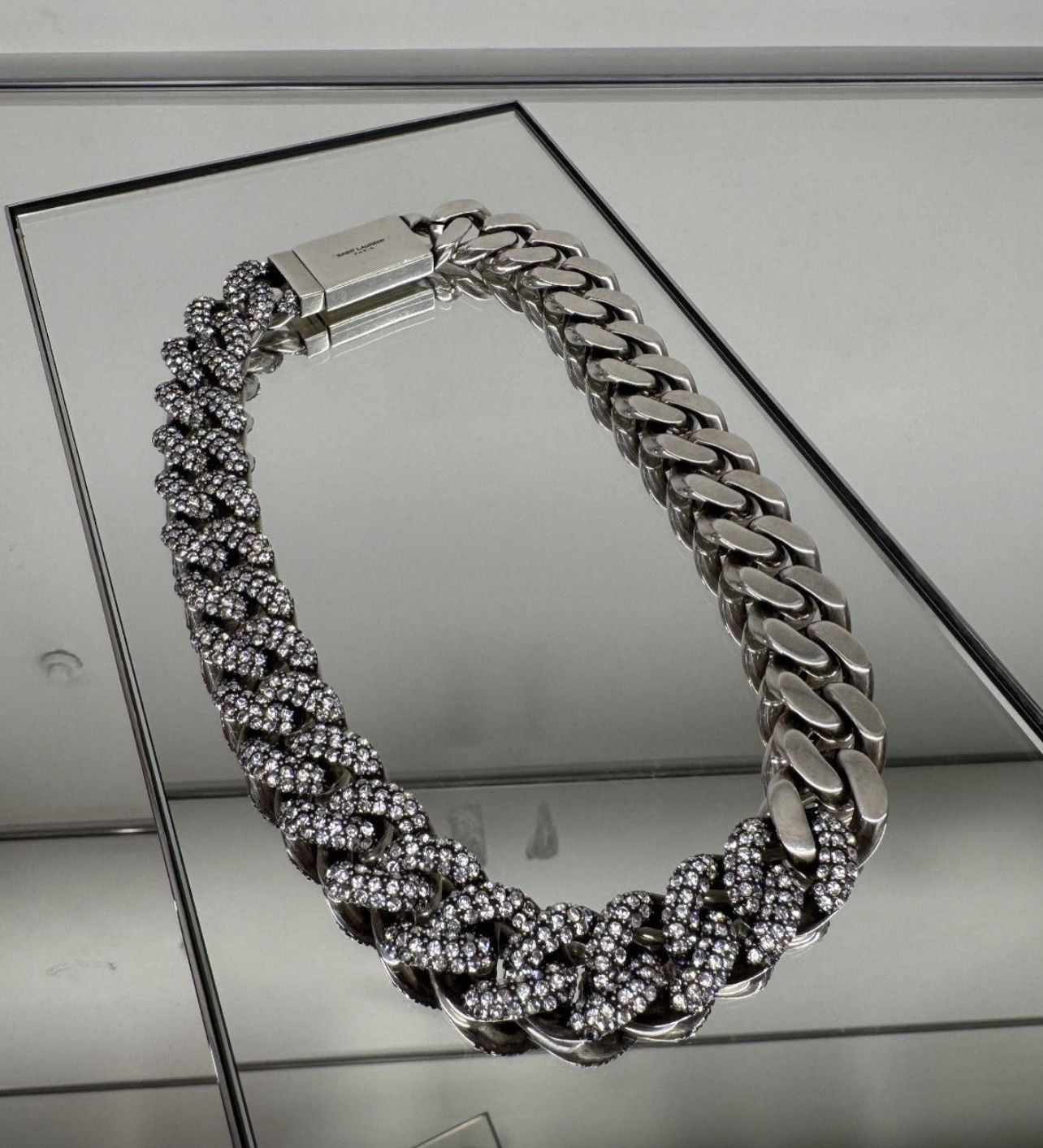 Saint Laurent Paris 🔥$1.3K VALUE🔥Rhinestone Thick Curb Chain Necklace Size ONE SIZE - 1 Preview