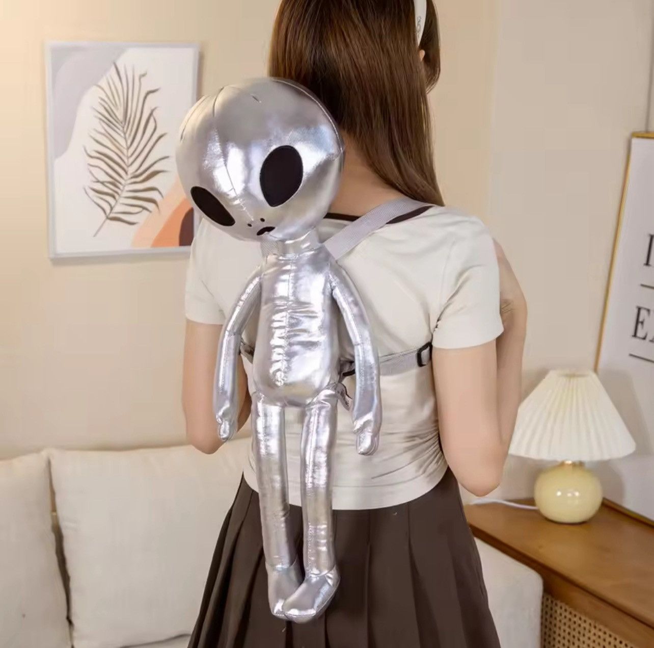 Vintage 60cm Fashion Alien Backpack PU Size ONE SIZE - 1 Thumbnail