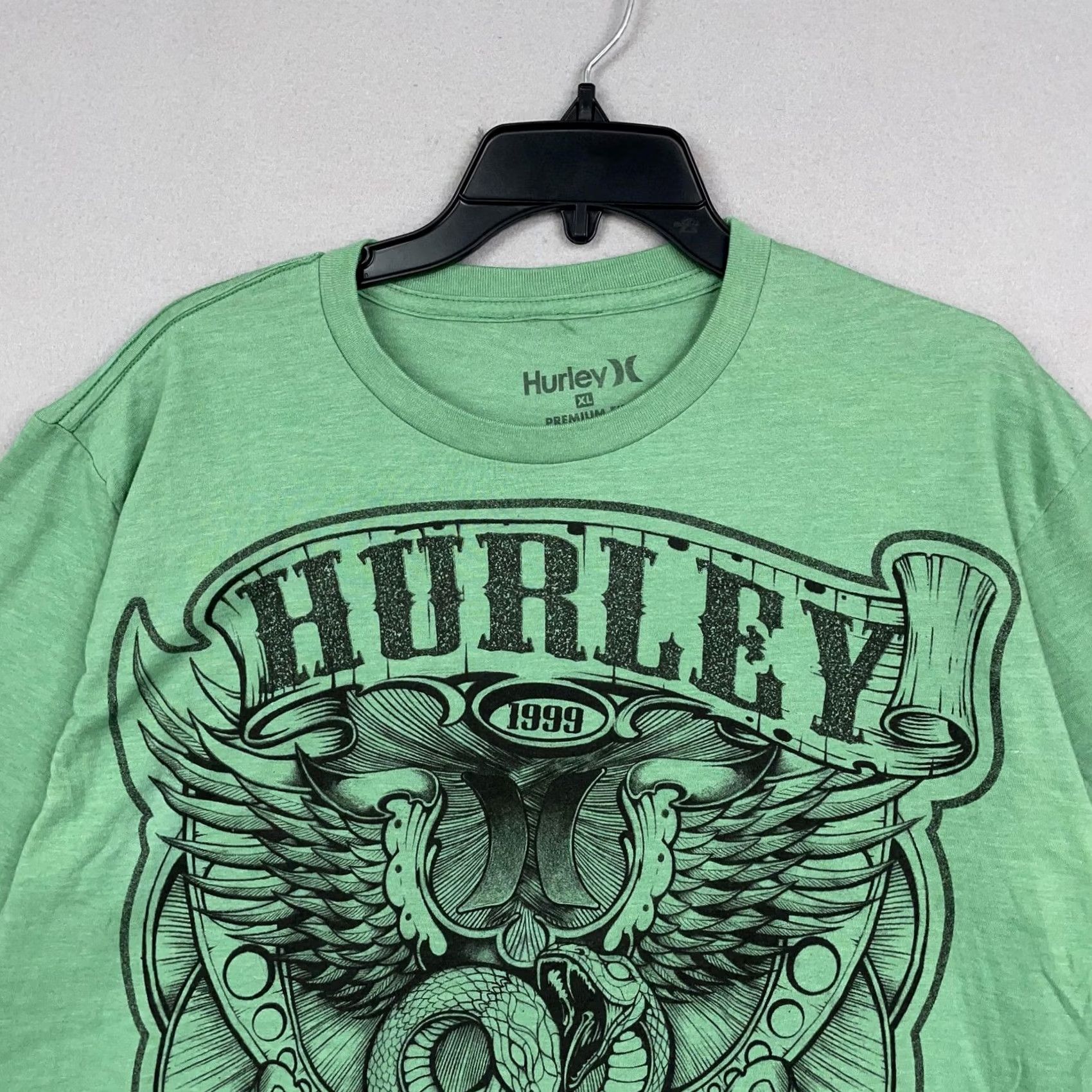 Hurley Hurley Shirt Mens XL Green Crewneck Snake Graphic Tee 90s Y2K Skater Cyber Goth Size US XL / EU 56 / 4 - 2 Thumbnail