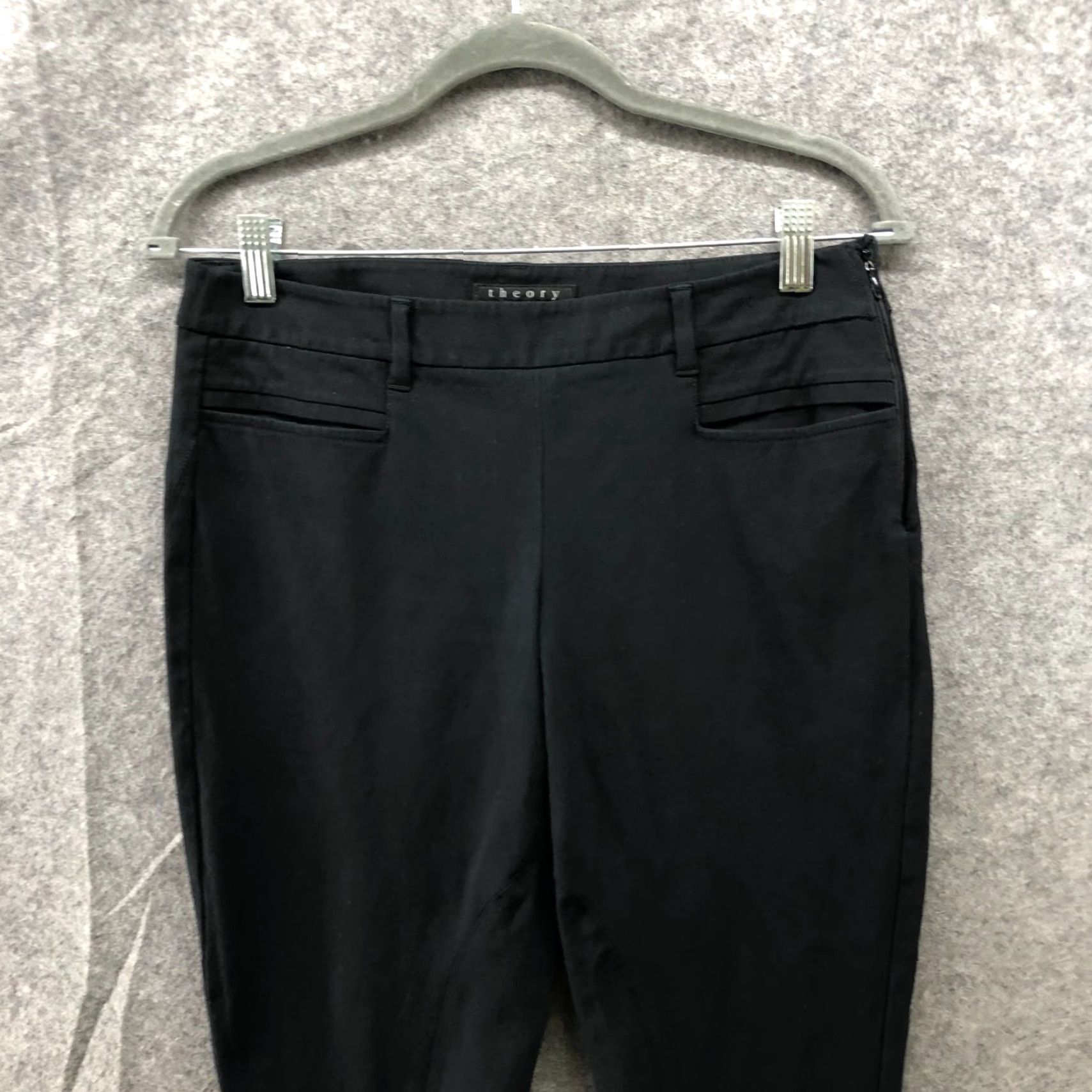 Theory Theory Womens Low Rise Skinny Dress Pants 6 Black Nylon Stretch Side Zip Trouser Size 28" / US 6 / IT 42 - 3 Thumbnail