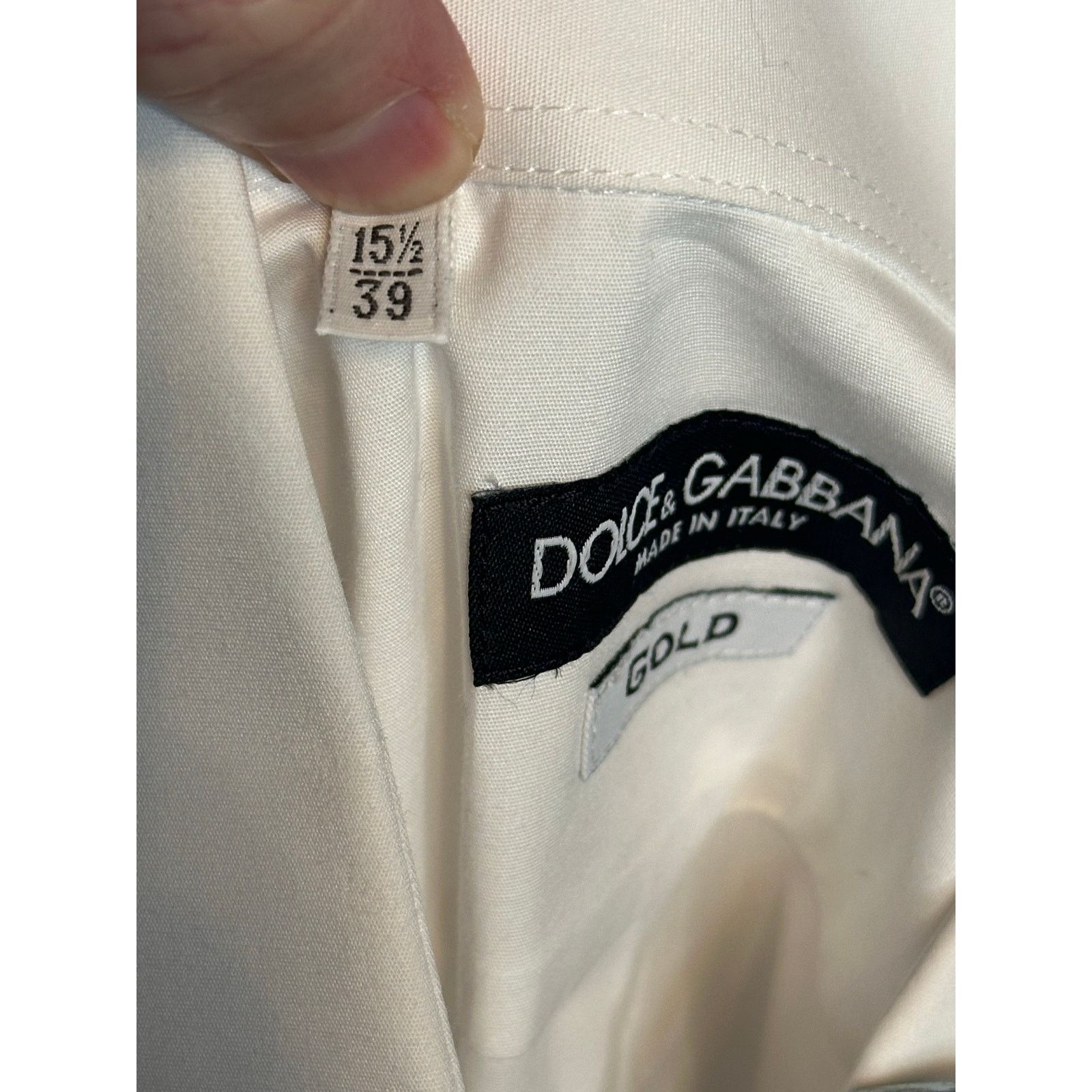 Dolce & Gabbana White Stretch Poplin Gold-Fit Slim Fit Dress Shirt size 15.5 Size US M / EU 48-50 / 2 - 5 Thumbnail