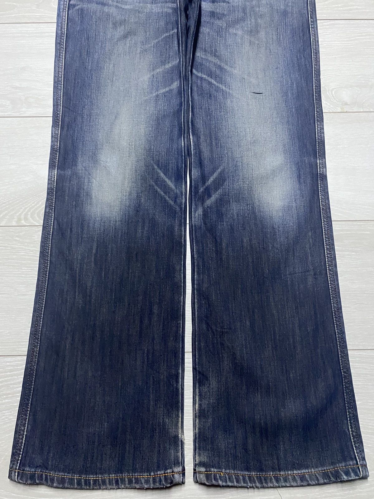 Junya Watanabe Vintage Edwin 503 Blue Trip Whisker Little Bootcut Jeans Size US 33 - 5 Thumbnail