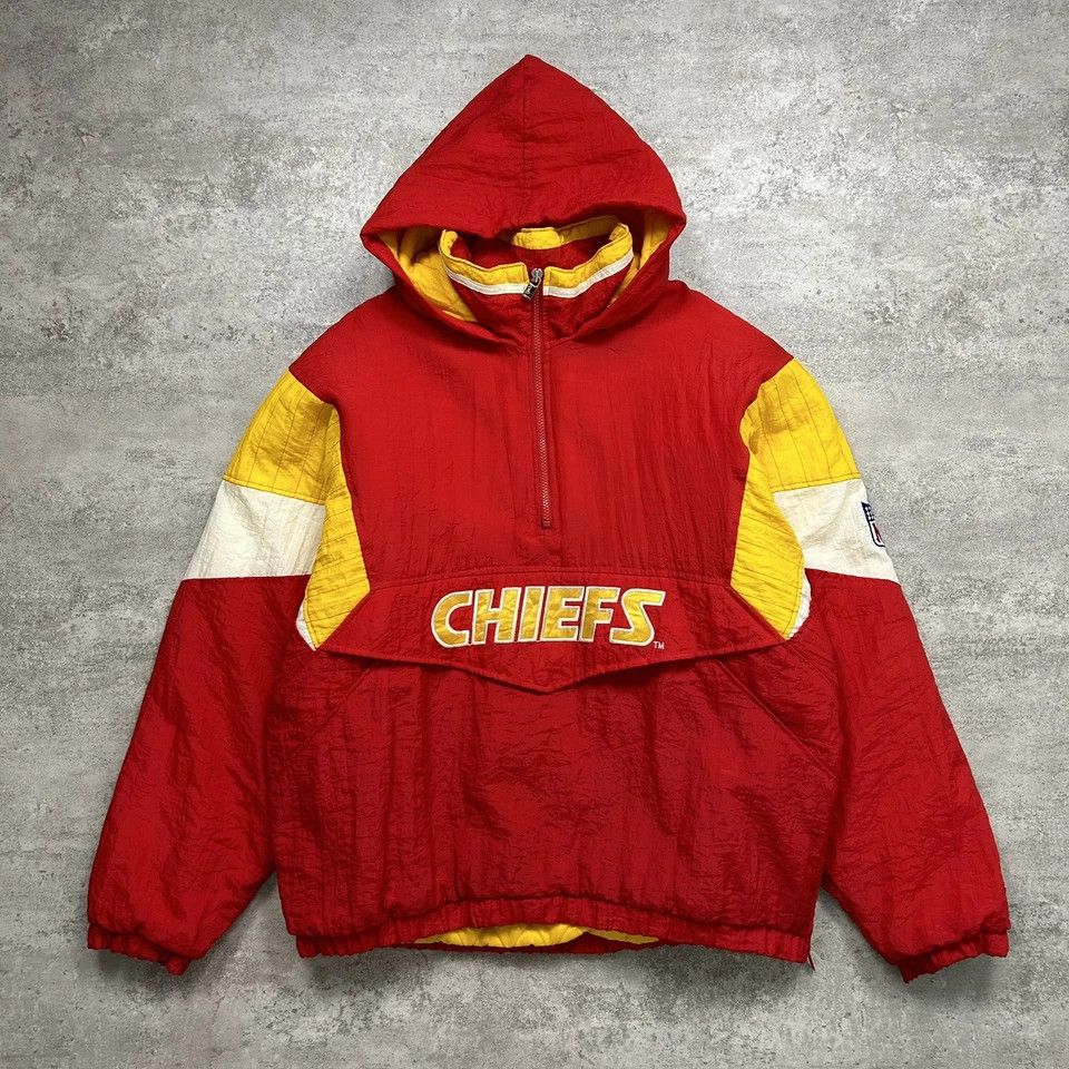 NFL × Starter × Vintage Kansas City CHIEFS STARTER PUFFER PULLOVER JACKET SIZE L RED Size US L / EU 52-54 / 3 - 2 Thumbnail